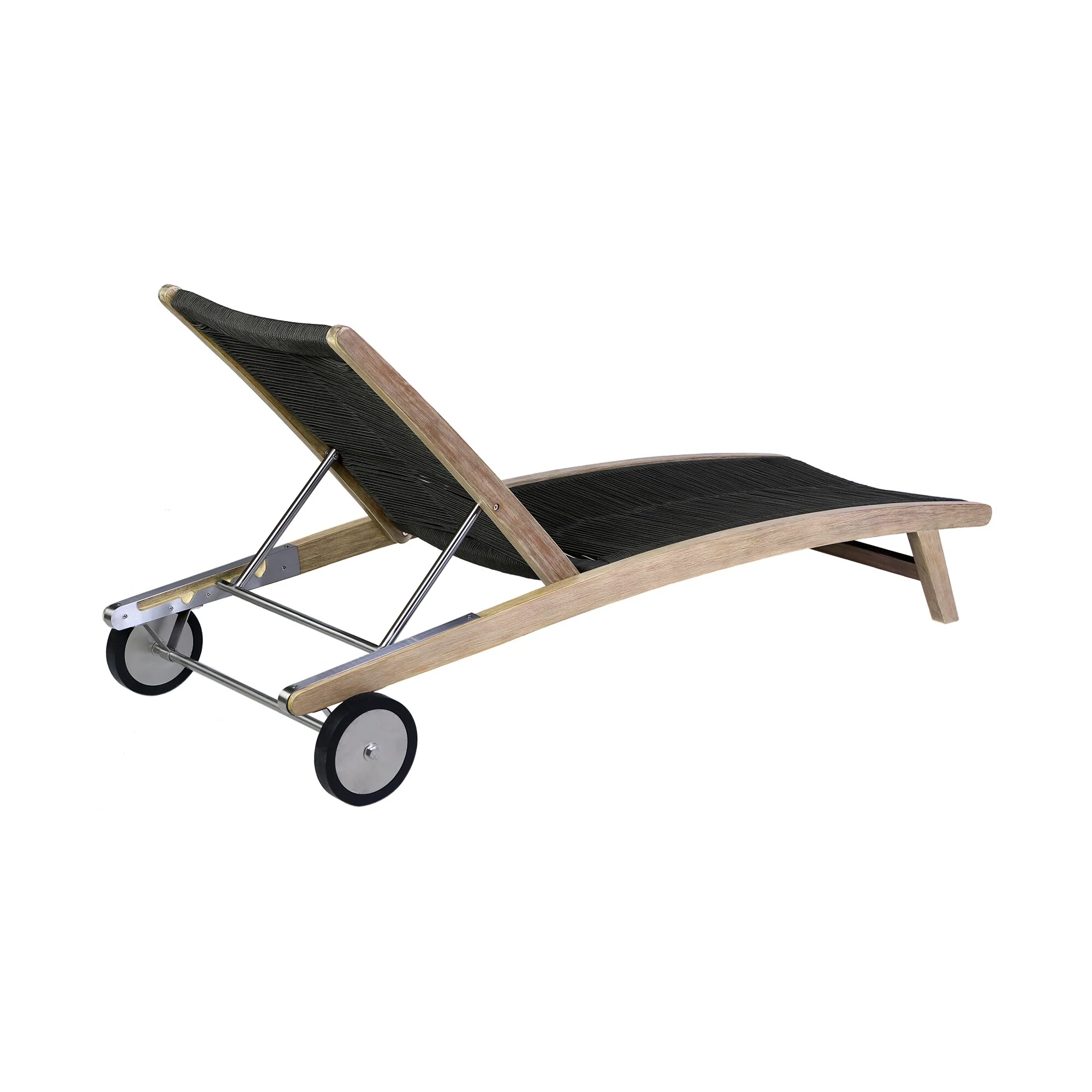Chateau Outdoor Patio Adjustable Chaise Lounge Chair in Eucalyptus Wood and Gray Rope - Image 11