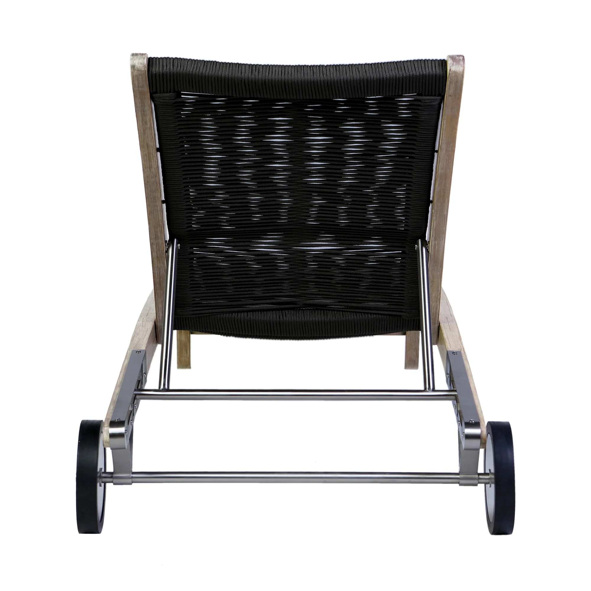Chateau Outdoor Patio Adjustable Chaise Lounge Chair in Eucalyptus Wood and Gray Rope - Image 12