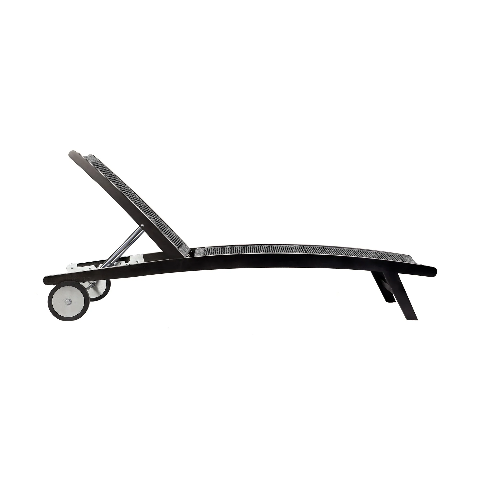 Chateau Outdoor Patio Adjustable Chaise Lounge Chair in Eucalyptus Wood and Gray Rope - Image 3
