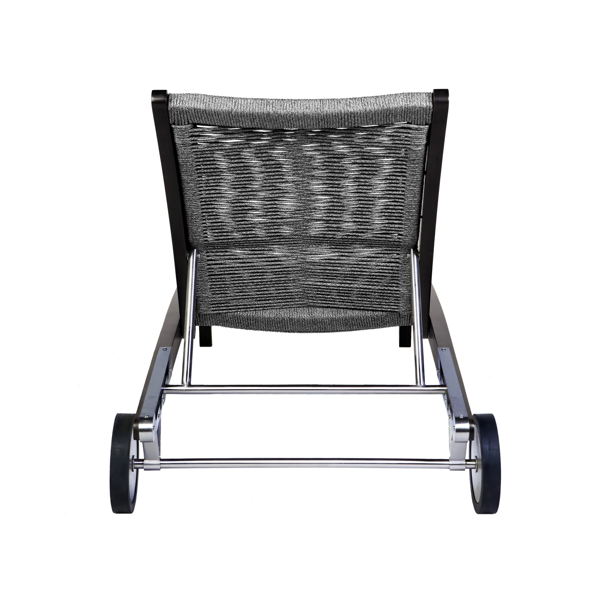 Chateau Outdoor Patio Adjustable Chaise Lounge Chair in Eucalyptus Wood and Gray Rope - Image 5