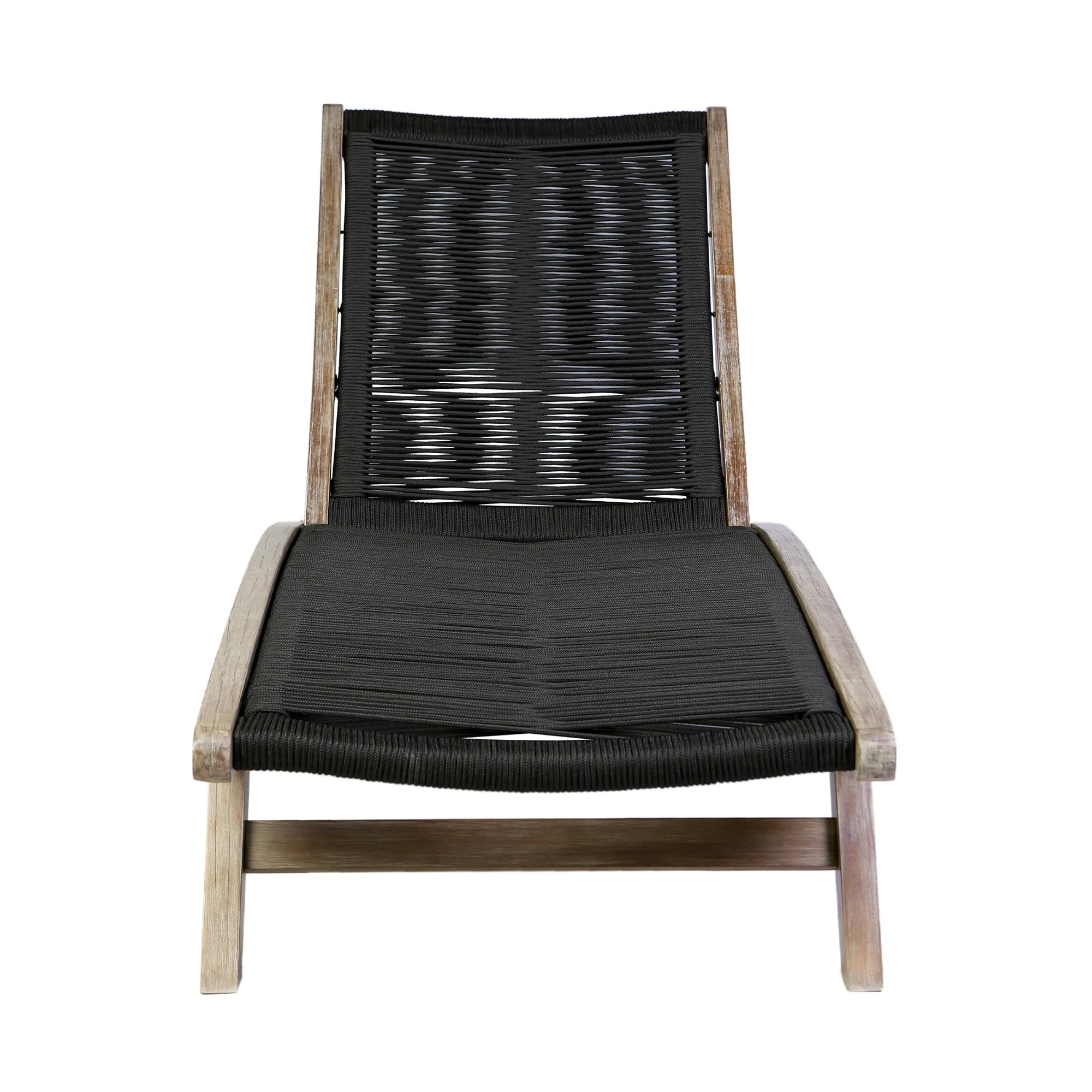 Chateau Outdoor Patio Adjustable Chaise Lounge Chair in Eucalyptus Wood and Gray Rope - Image 8