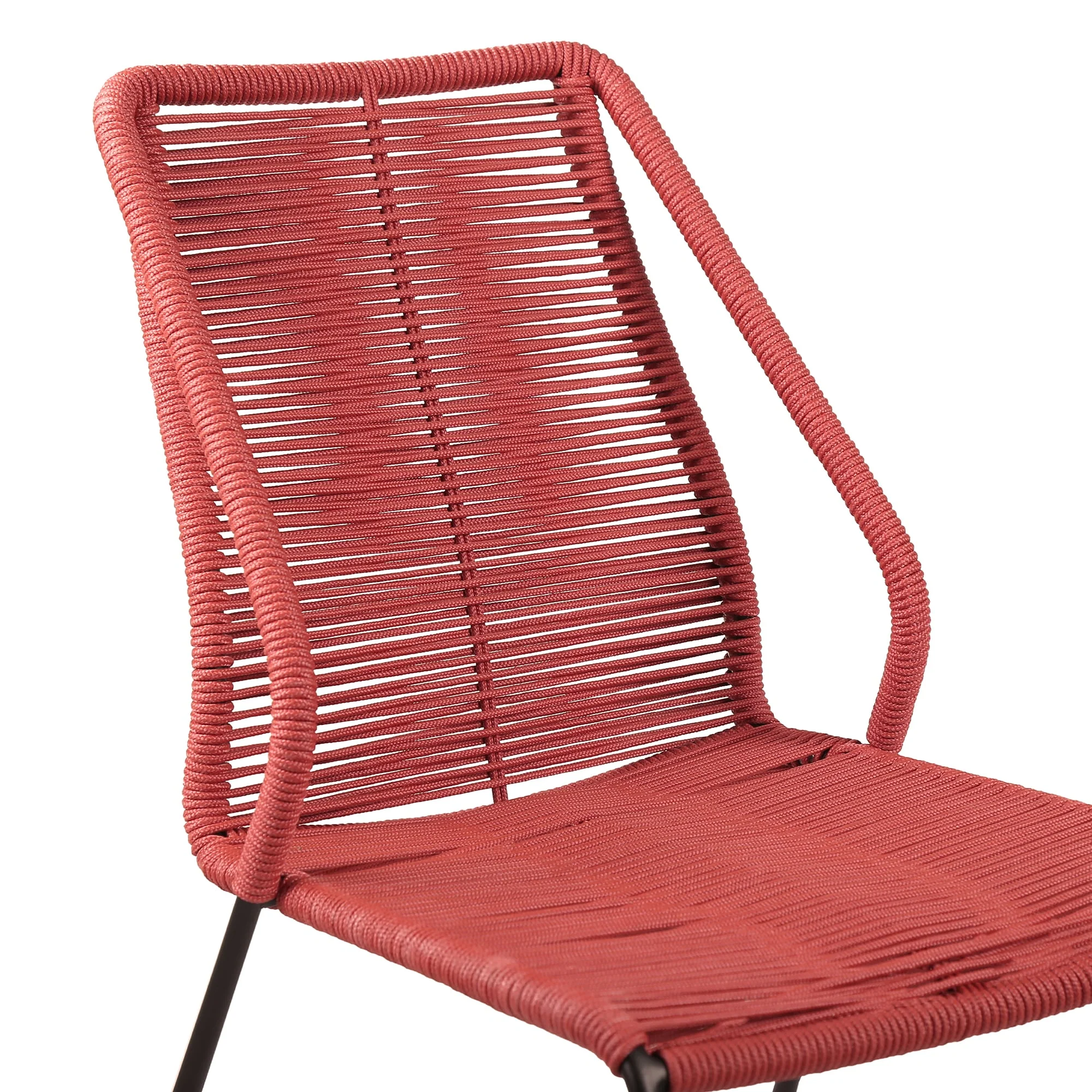 Clip Indoor Outdoor Stackable Steel Dining Chair with Rope - Image 11