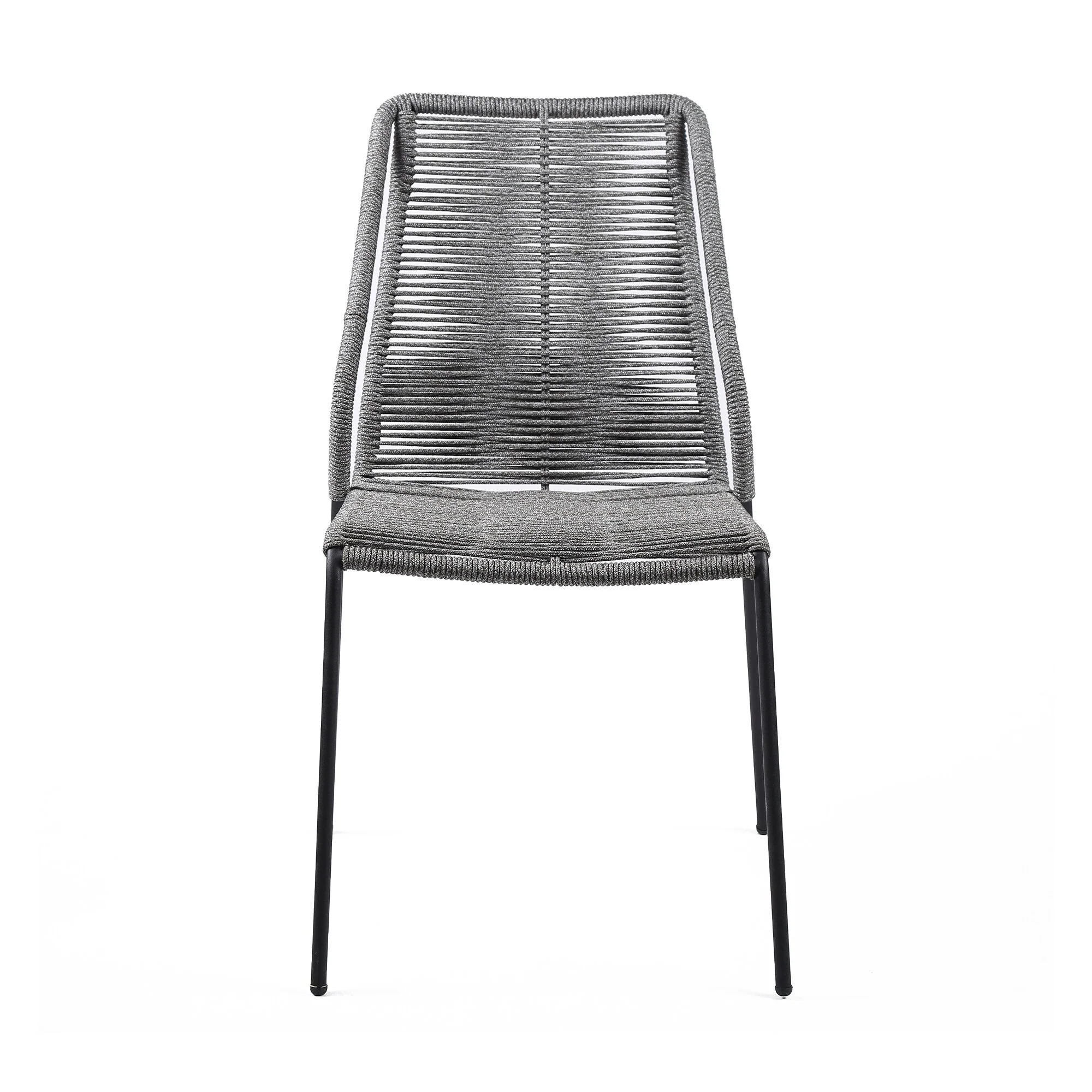 Clip Indoor Outdoor Stackable Steel Dining Chair with Rope - Image 13
