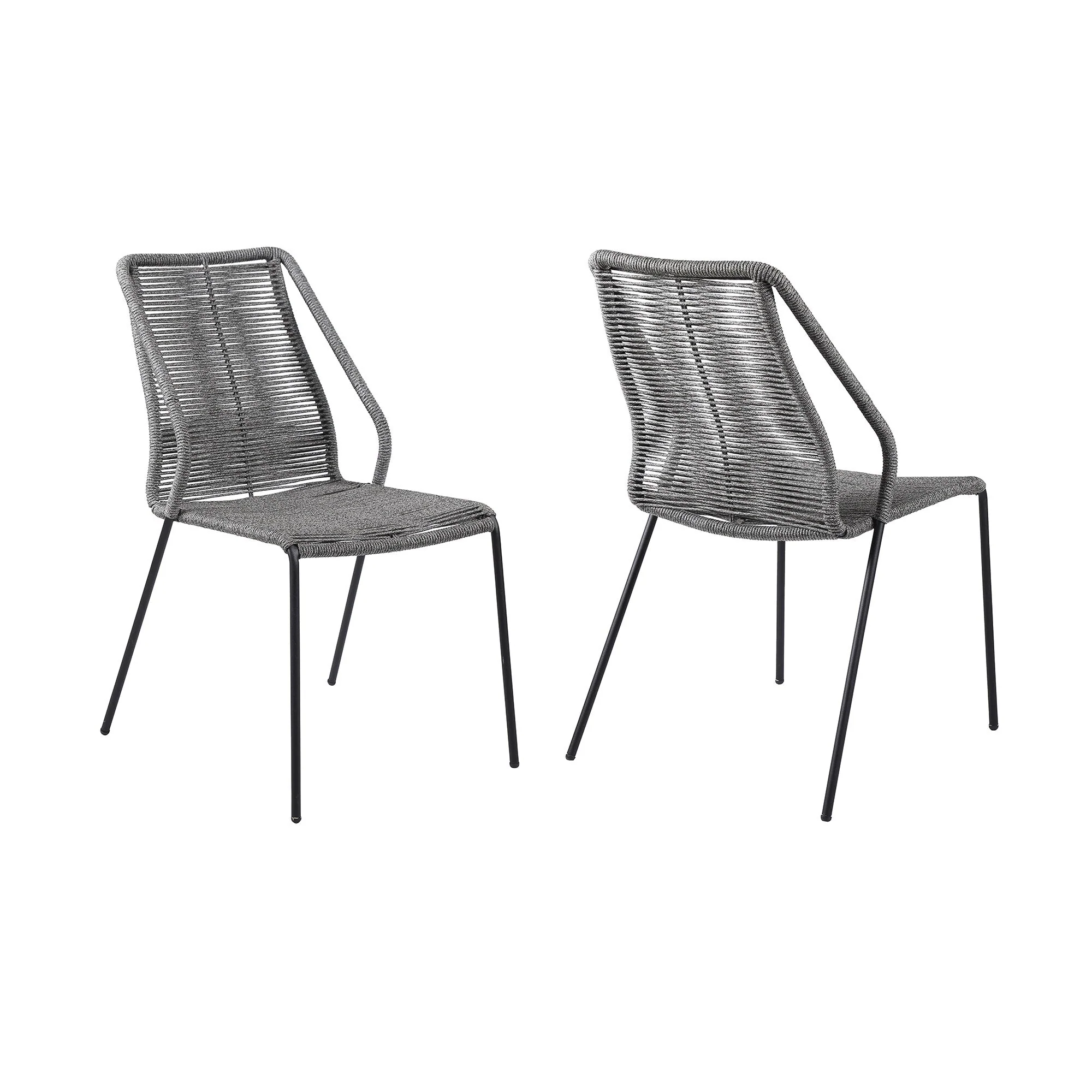 Clip Indoor Outdoor Stackable Steel Dining Chair with Rope - Image 14