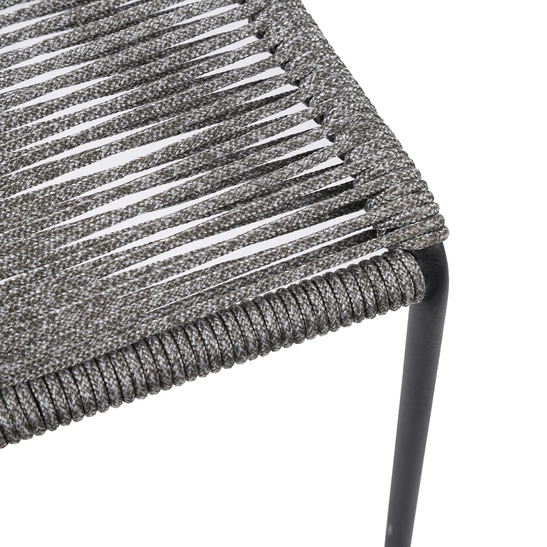 Clip Indoor Outdoor Stackable Steel Dining Chair with Rope - Image 19