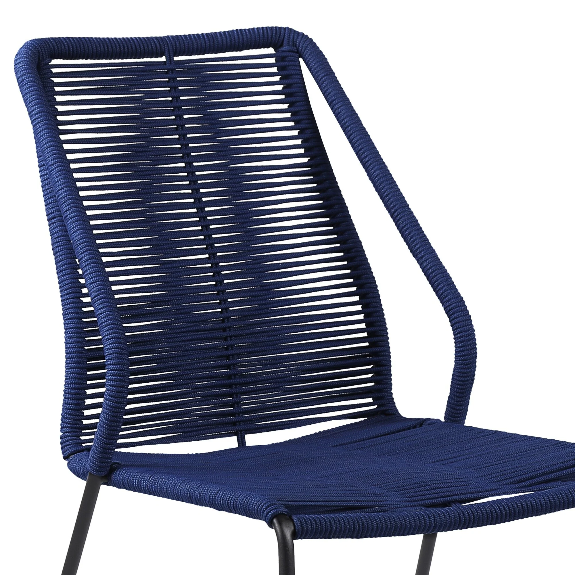 Clip Indoor Outdoor Stackable Steel Dining Chair with Rope - Image 5