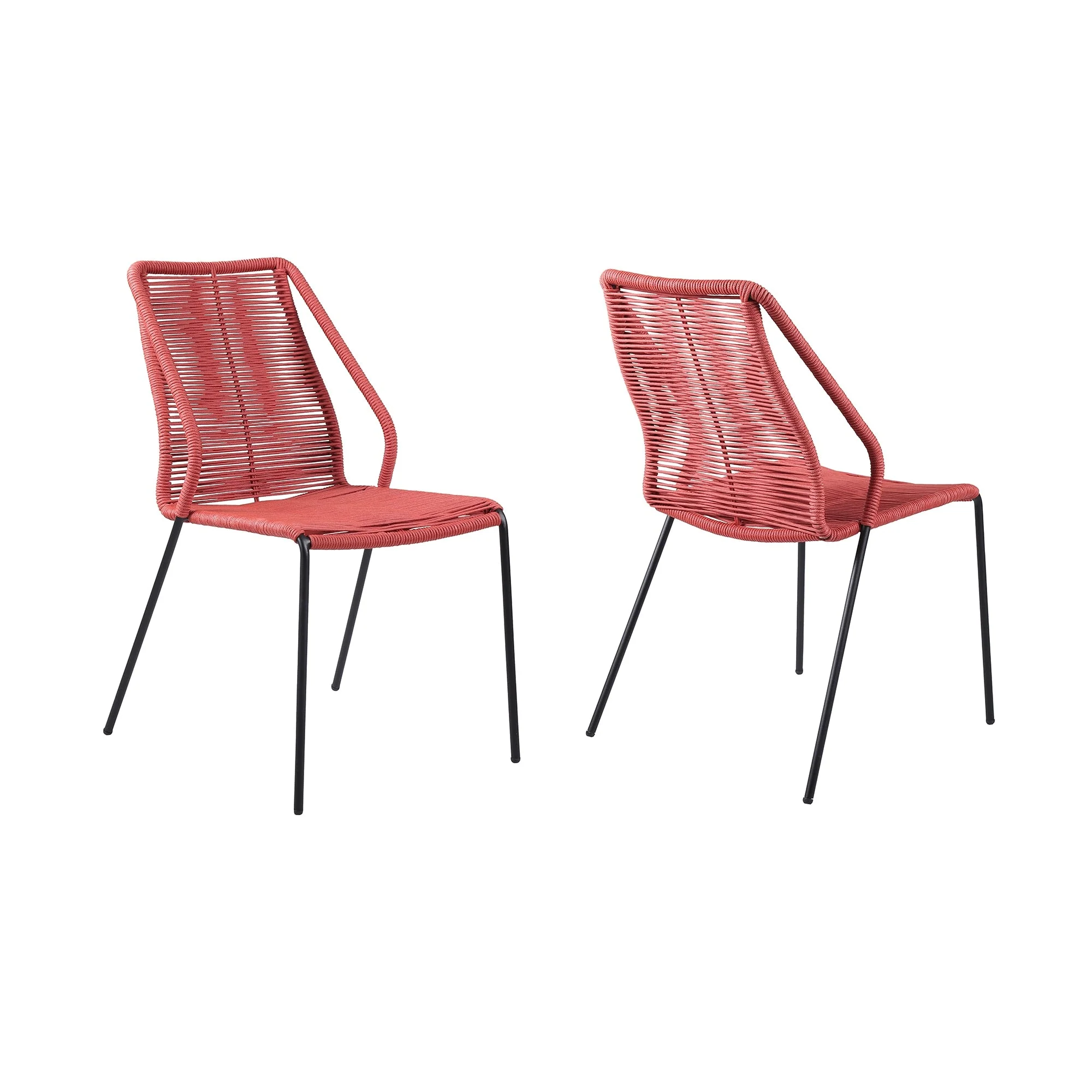 Clip Indoor Outdoor Stackable Steel Dining Chair with Rope - Image 9