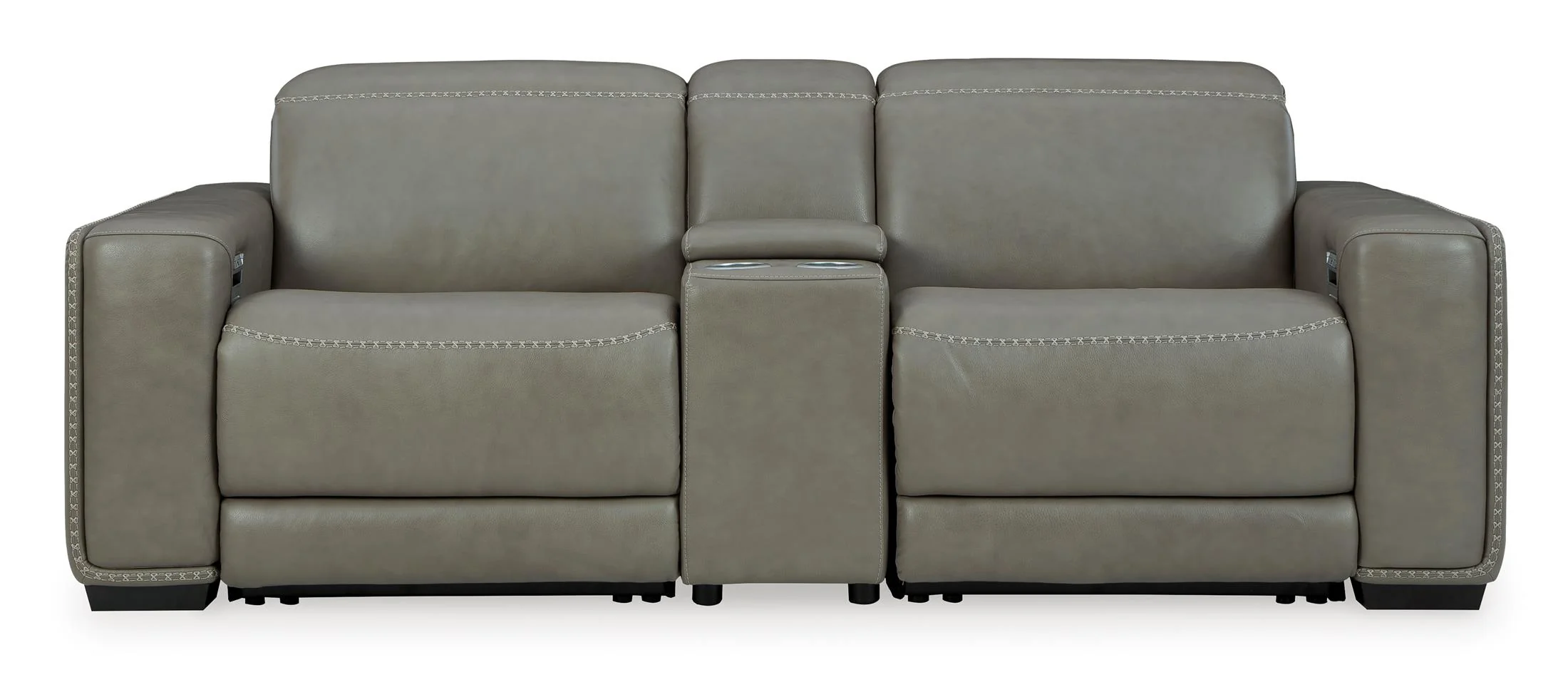 Correze 3-Piece Dual Power Leather Reclining Modular Loveseat with Console