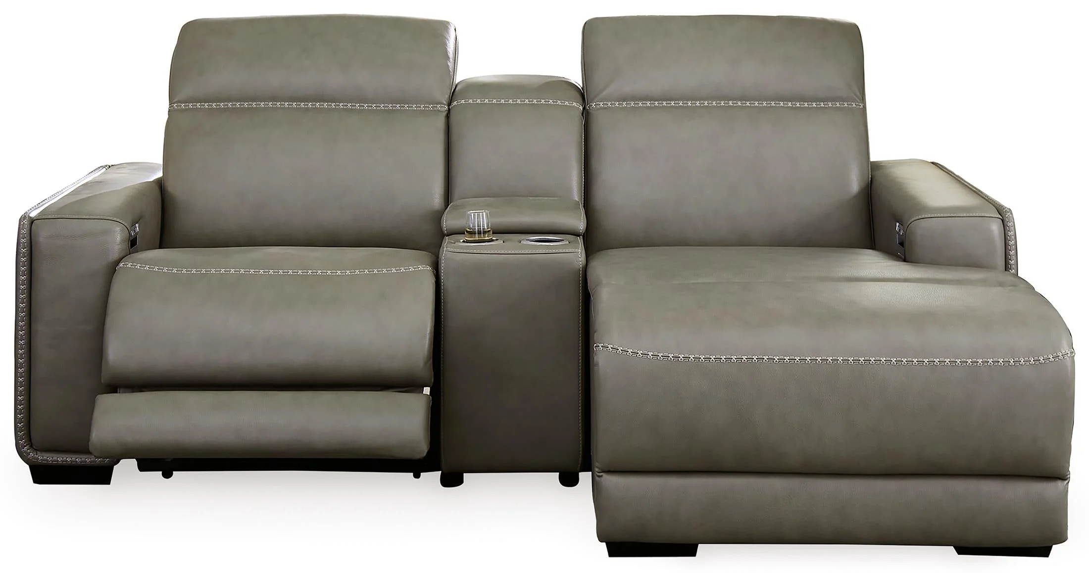 Correze 3-Piece Dual Power Leather Reclining Modular Sectional with Console and Chaise