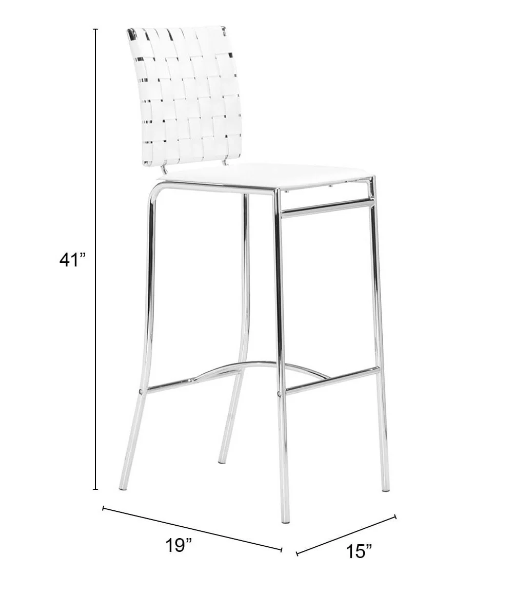 Criss Cross Barstool (Set of 2) White - Image 3