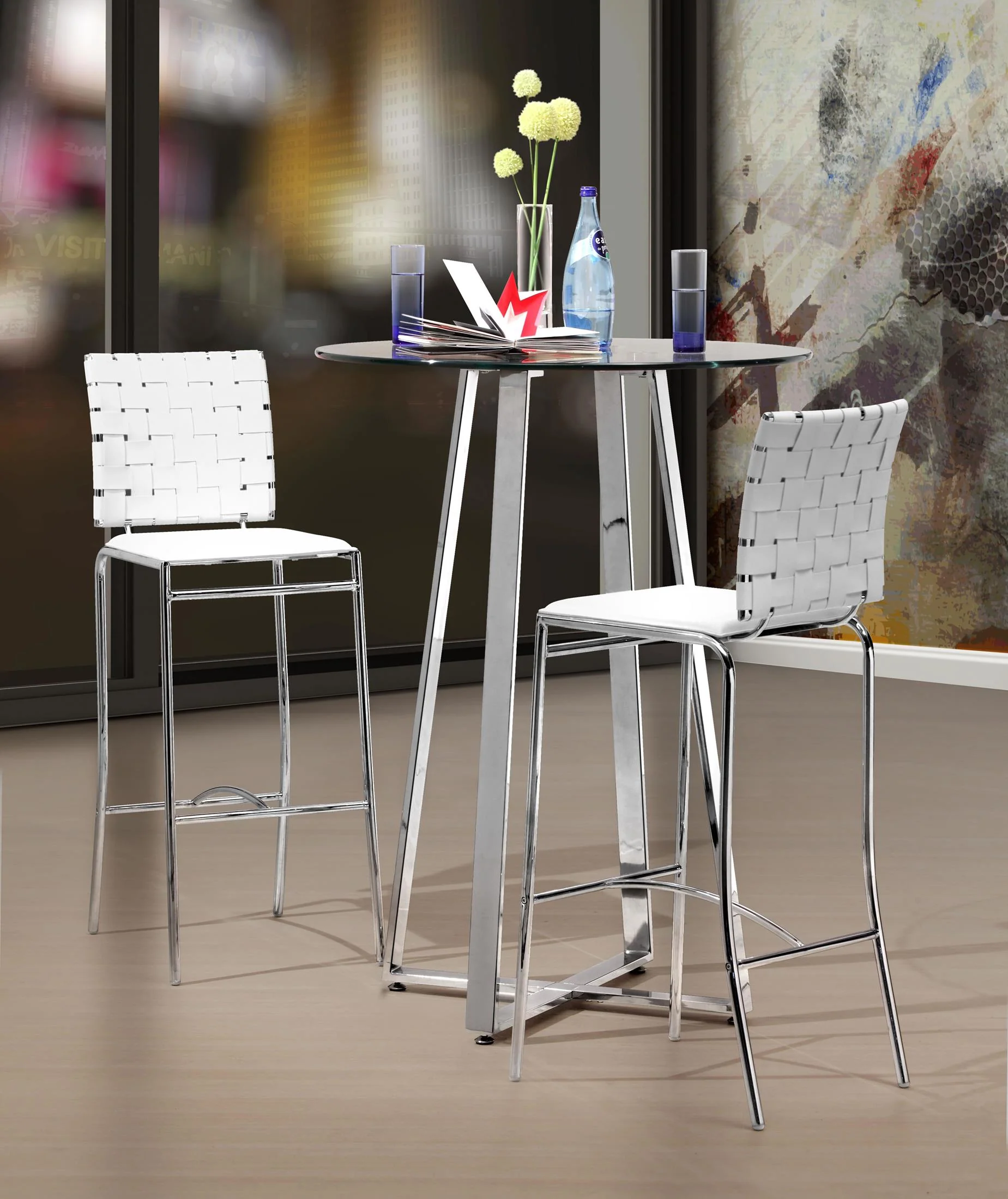 Criss Cross Barstool (Set of 2) White - Image 4