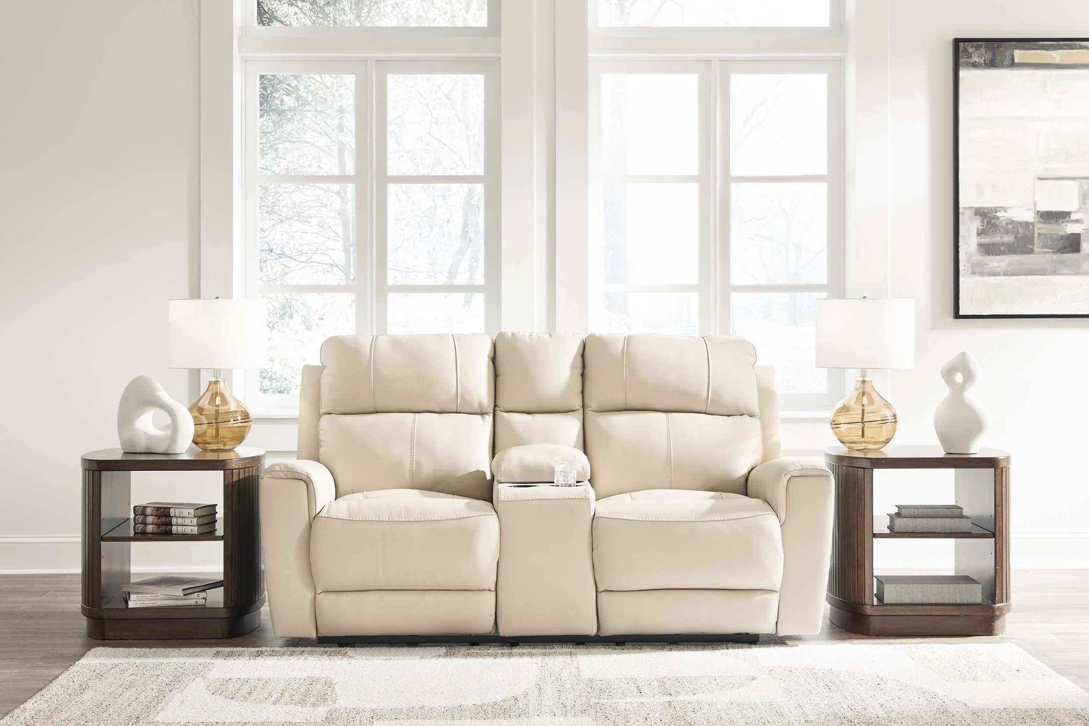 Dahlmoore Leather Power Reclining Console Loveseat - Image 2