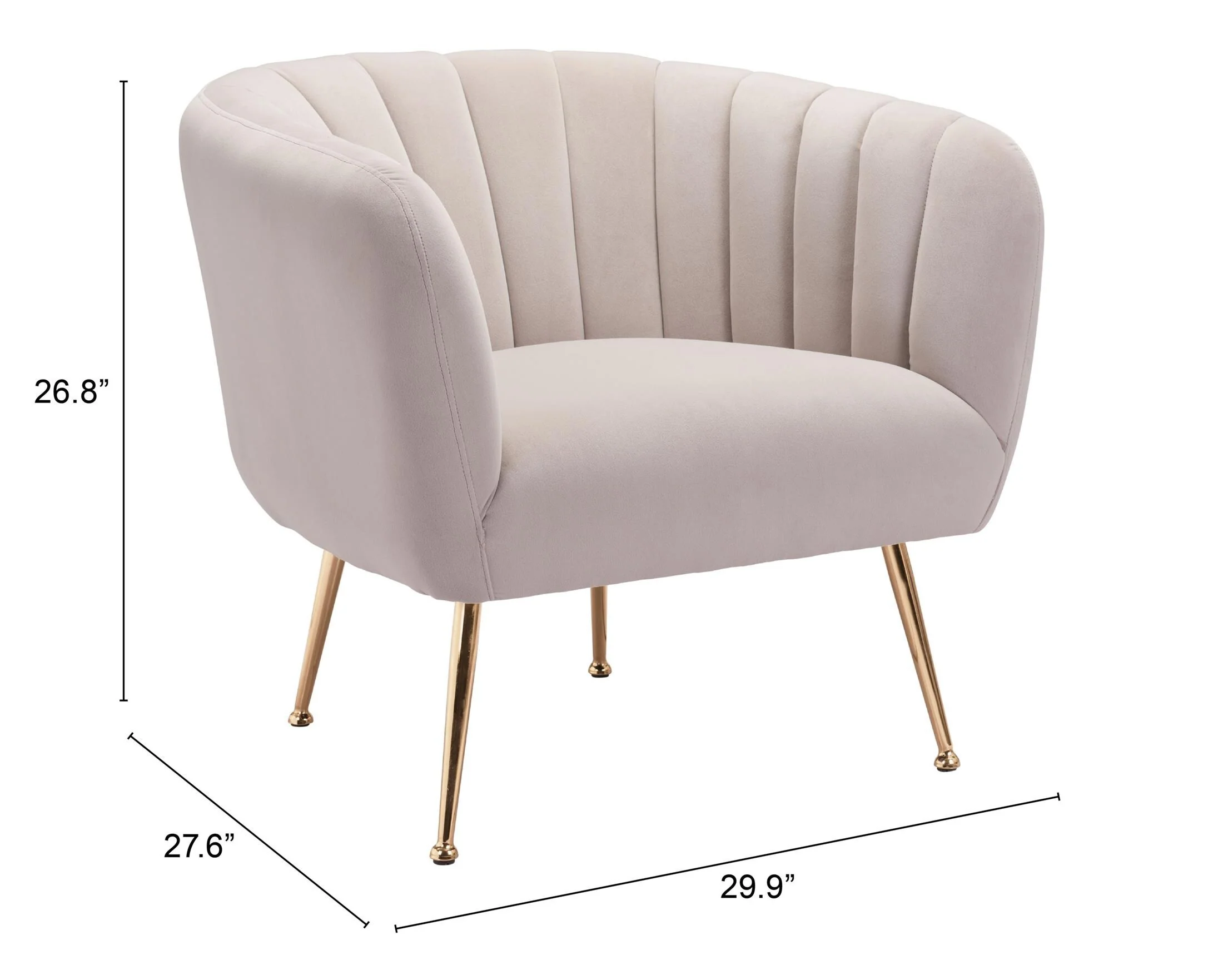 Deco Accent Chair Beige & Gold - Image 3