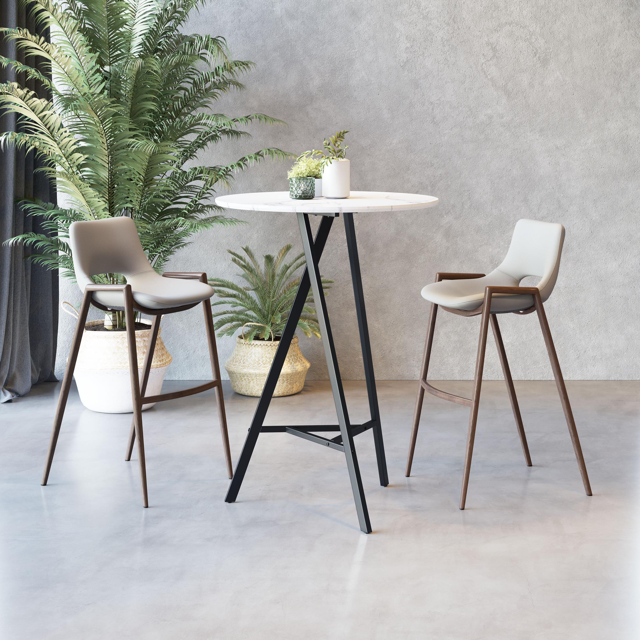 Desi Barstool (Set of 2) Beige & Walnut - Image 4
