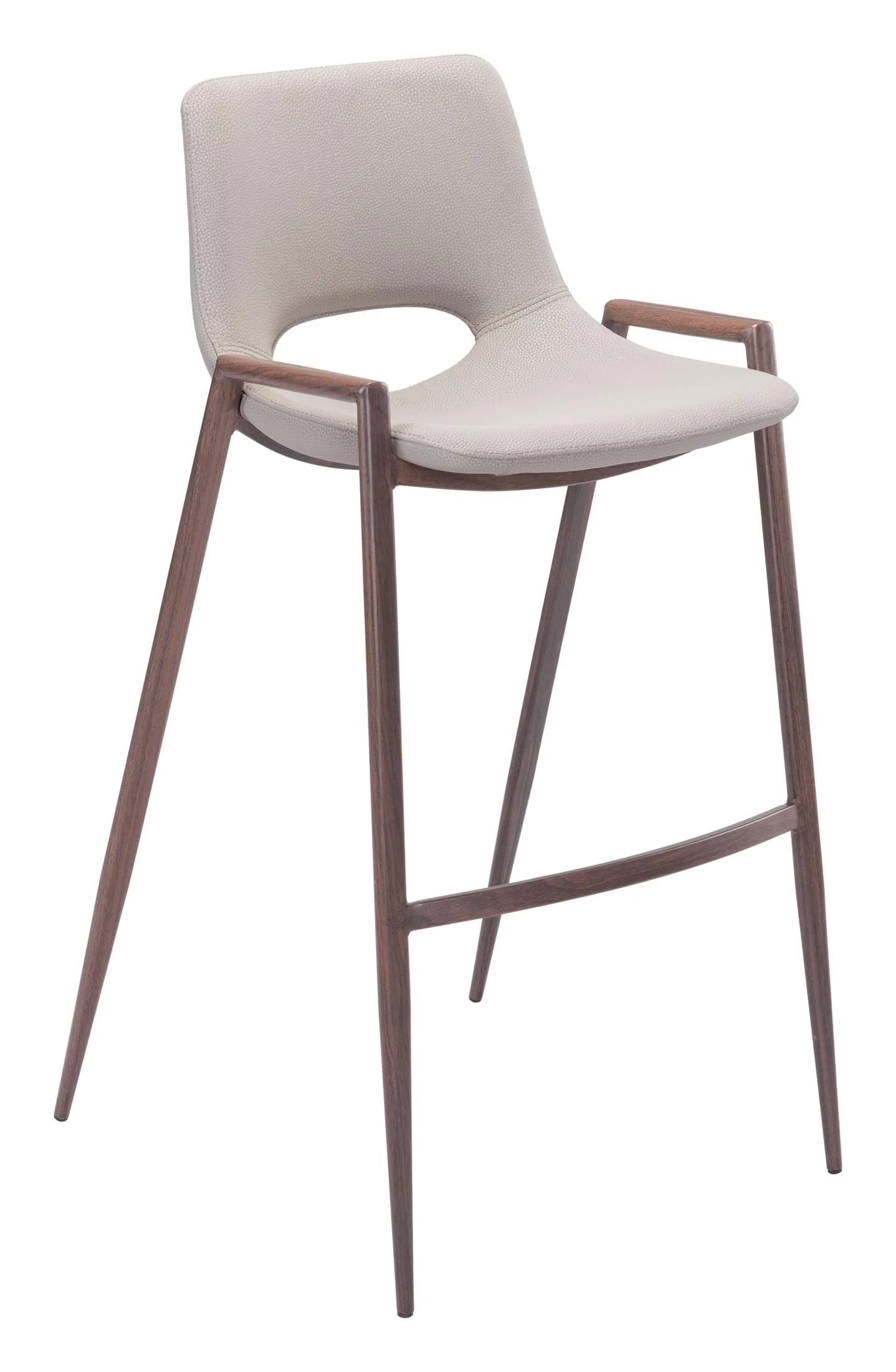 Desi Barstool (Set of 2) Beige & Walnut - Image 5