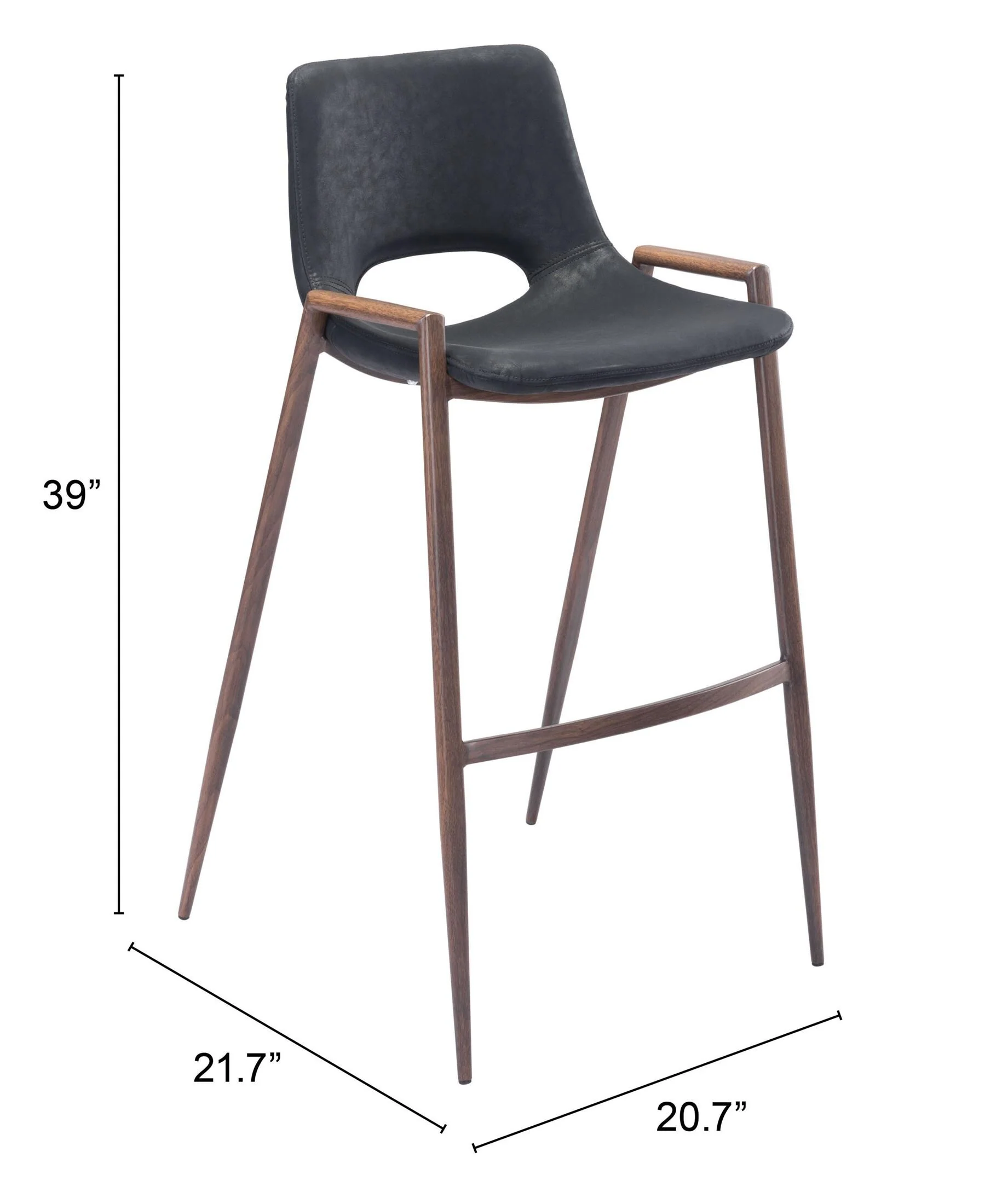 Desi Barstool (Set of 2) Black & Walnut - Image 3