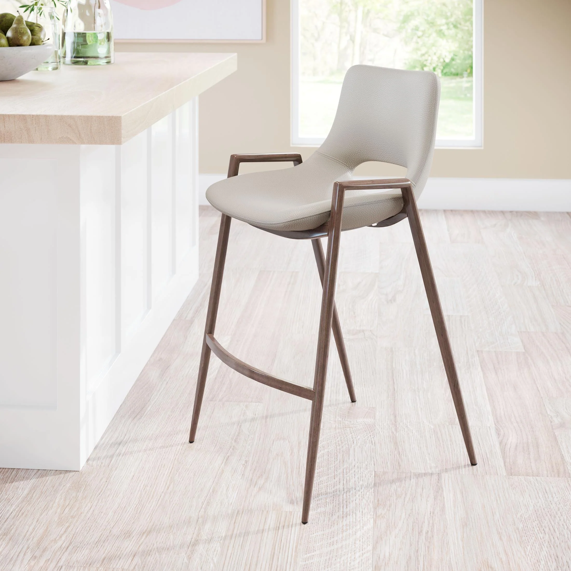 Desi Counter Stool (Set of 2) Beige & Walnut - Image 2