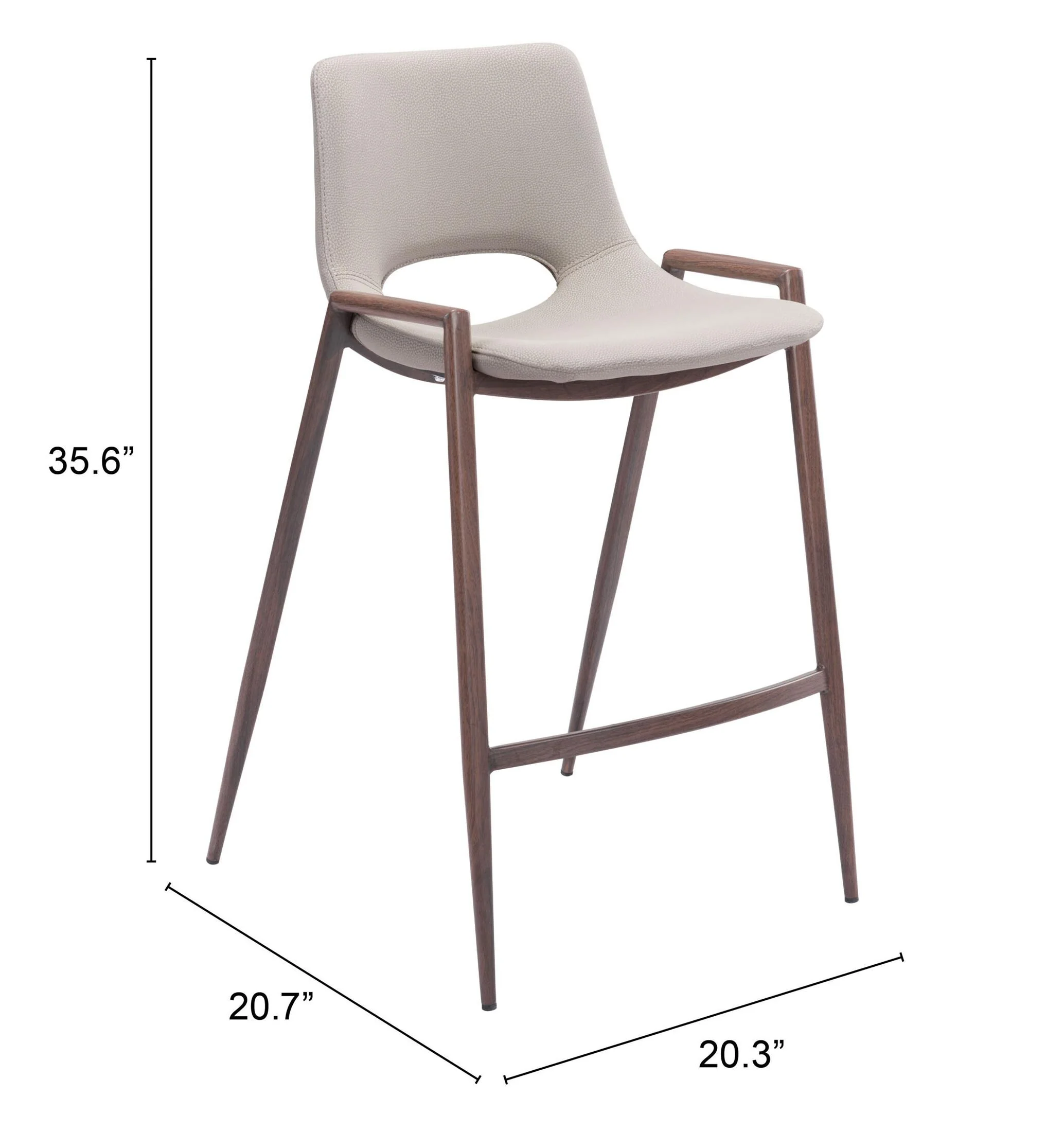 Desi Counter Stool (Set of 2) Beige & Walnut - Image 3