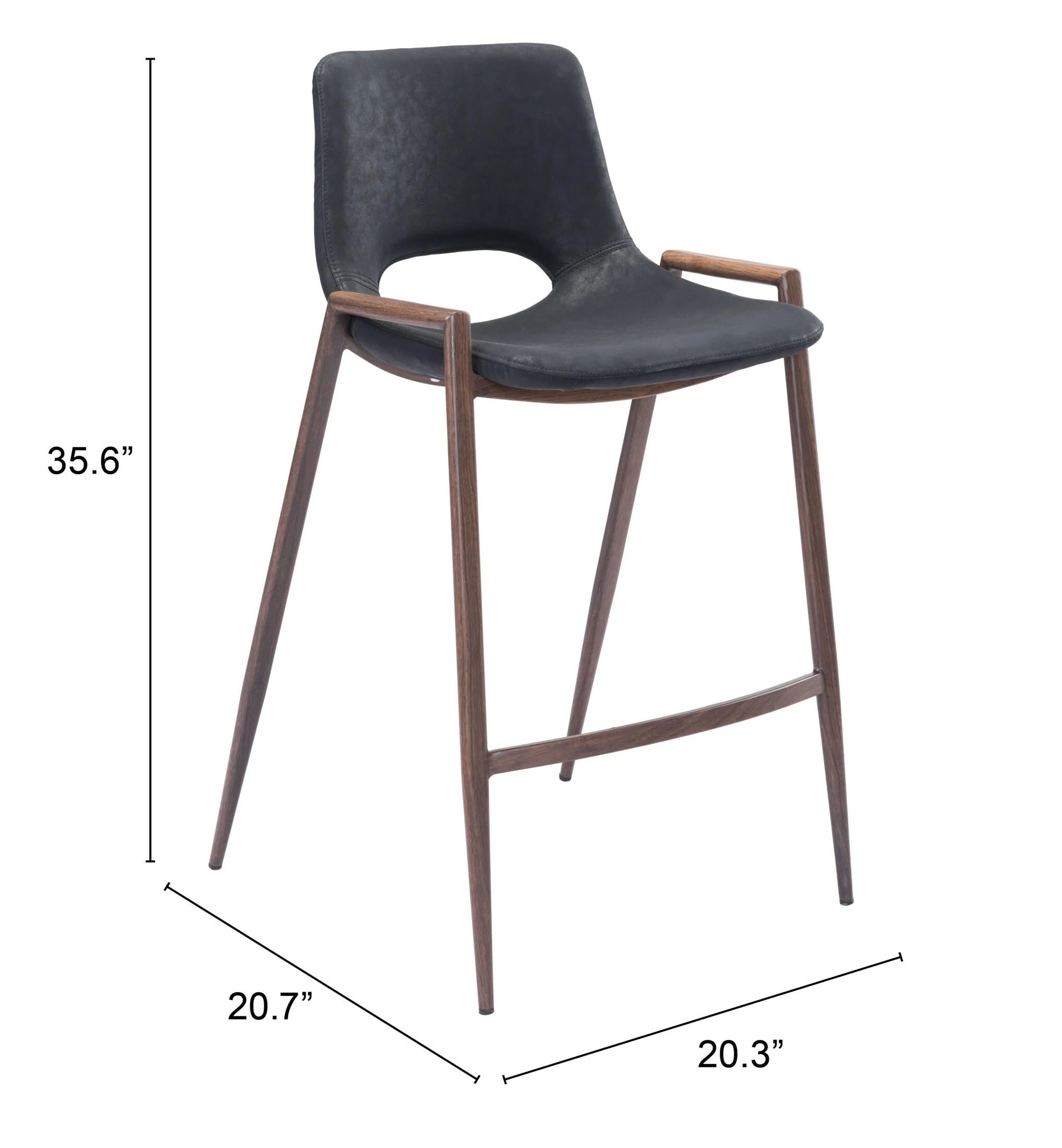 Desi Counter Stool (Set of 2) Black & Walnut - Image 3