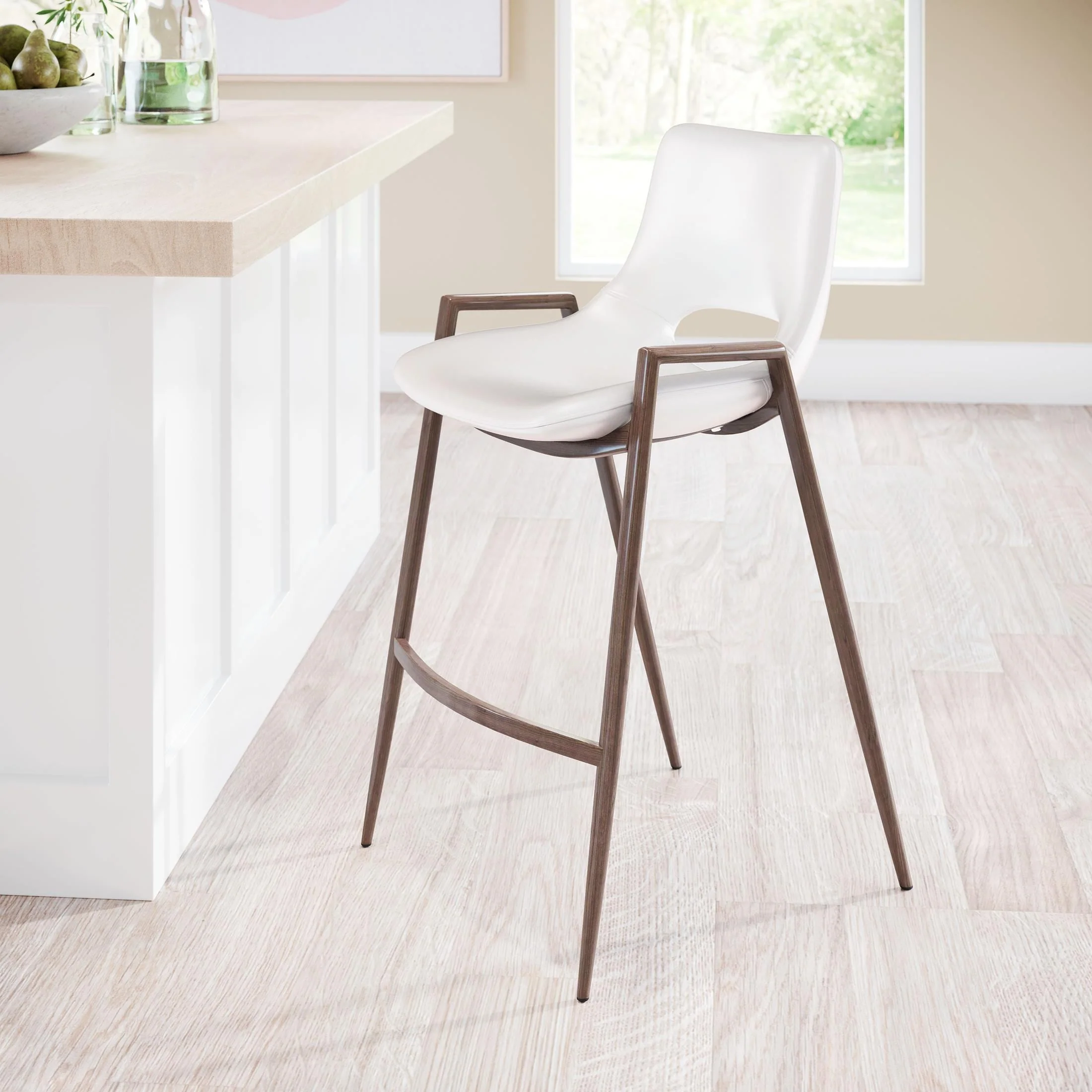 Desi Counter Stool (Set of 2) White & Walnut - Image 2