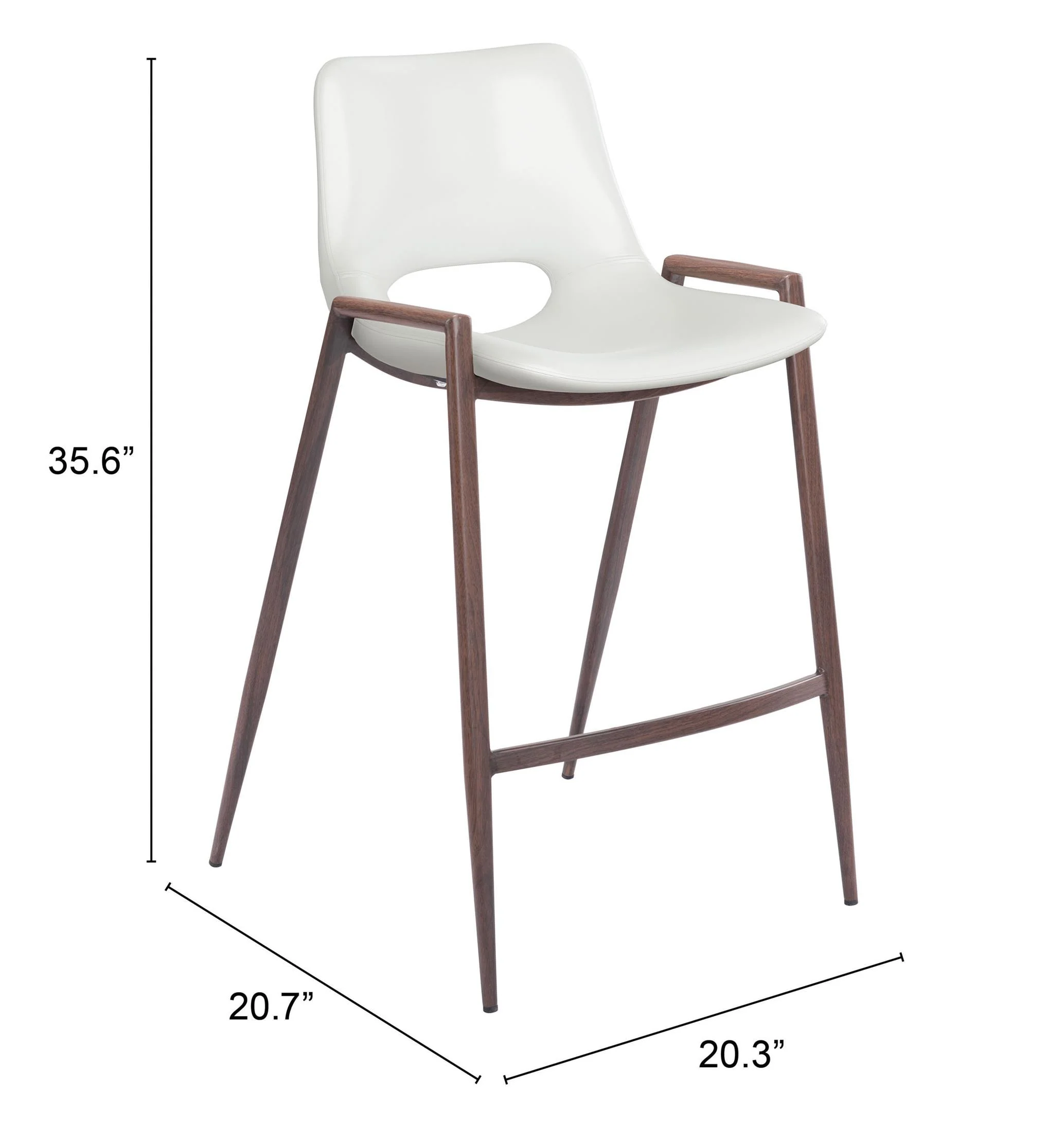 Desi Counter Stool (Set of 2) White & Walnut - Image 3