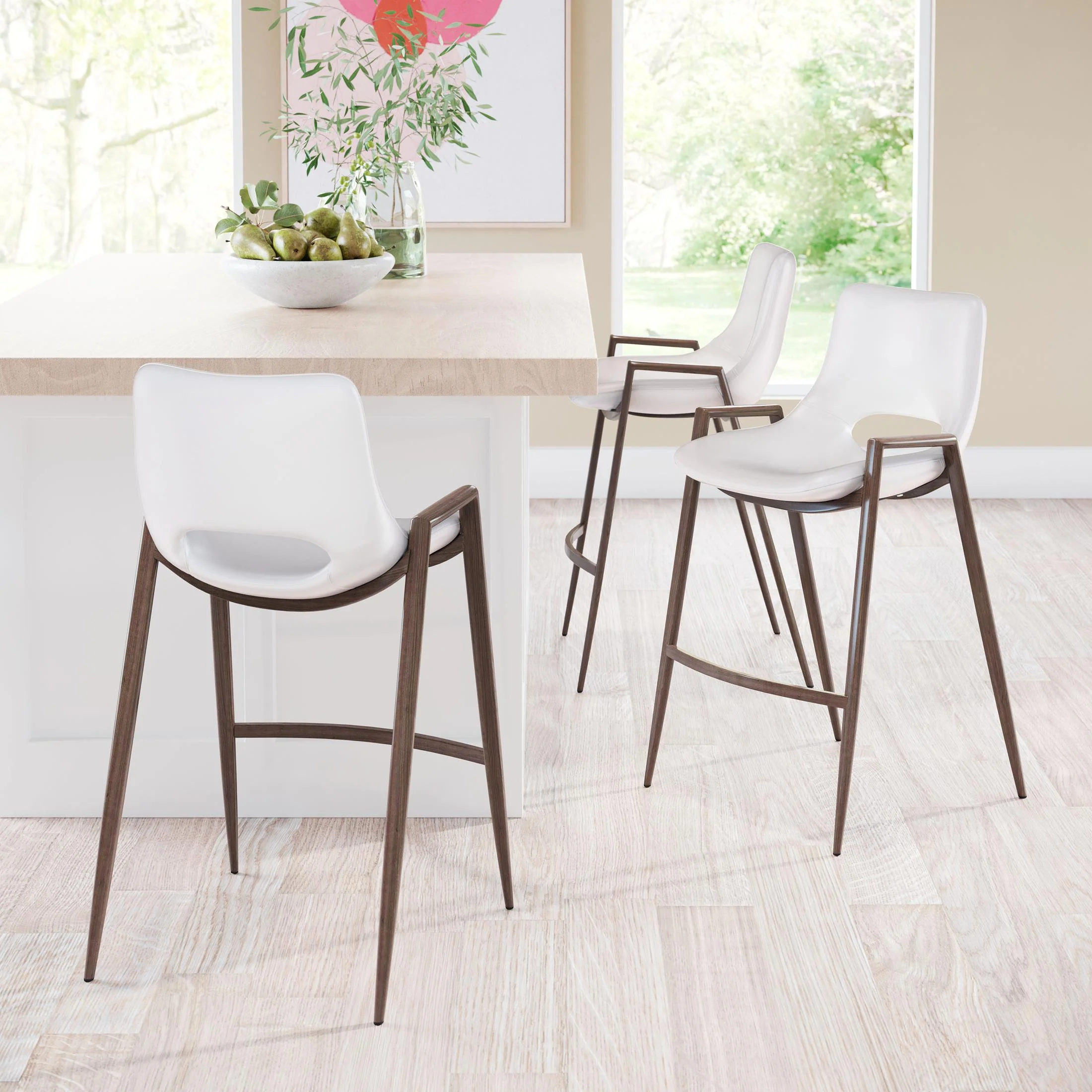Desi Counter Stool (Set of 2) White & Walnut - Image 4