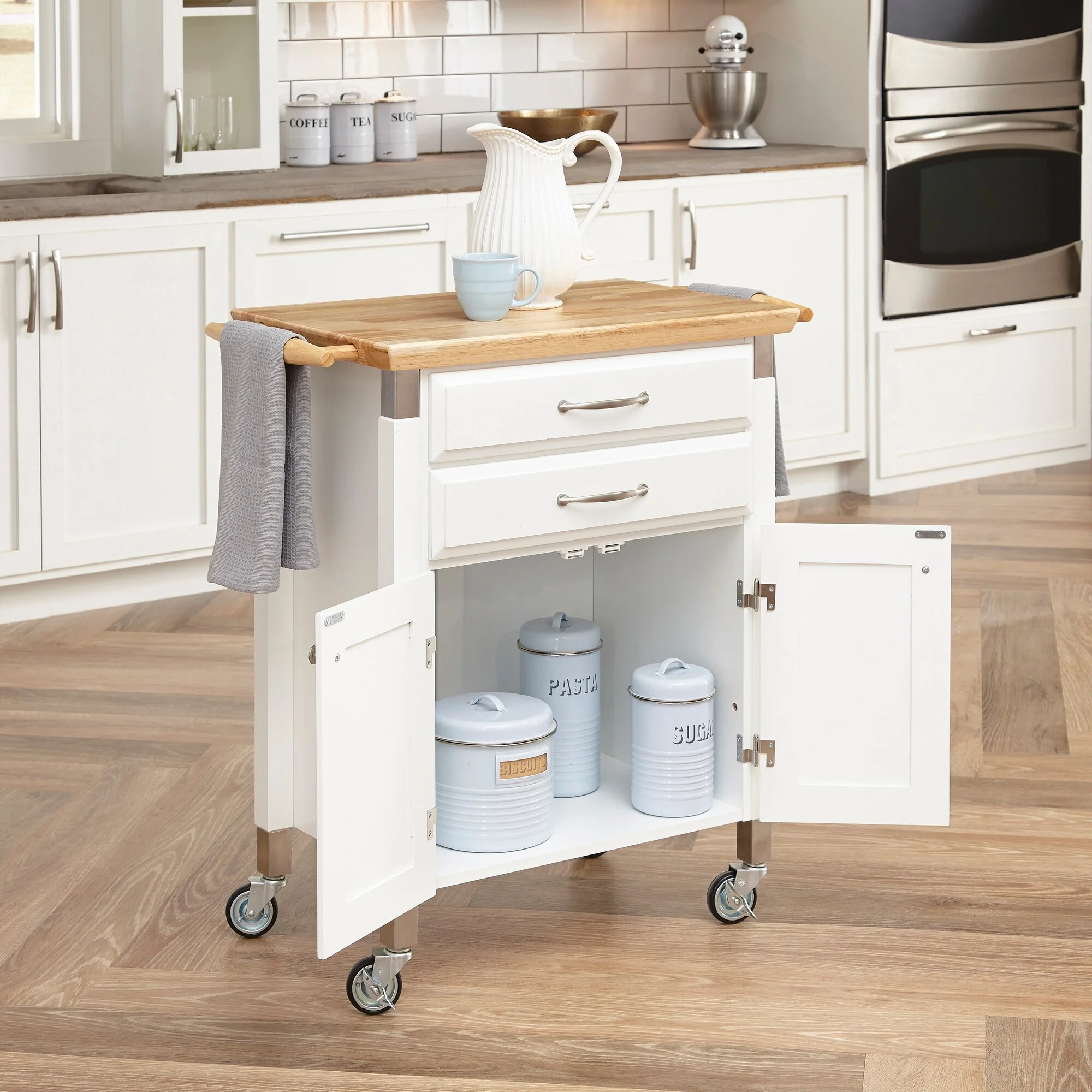 Dolly Madison Off-White Kitchen Cart - Image 3