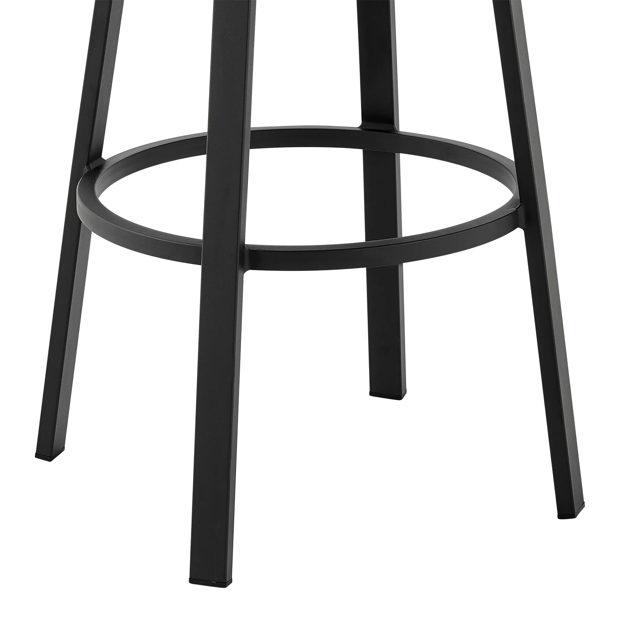 Don 30" Outdoor Patio Swivel Bar Stool in Black Aluminum with Grey Cushions - Image 9