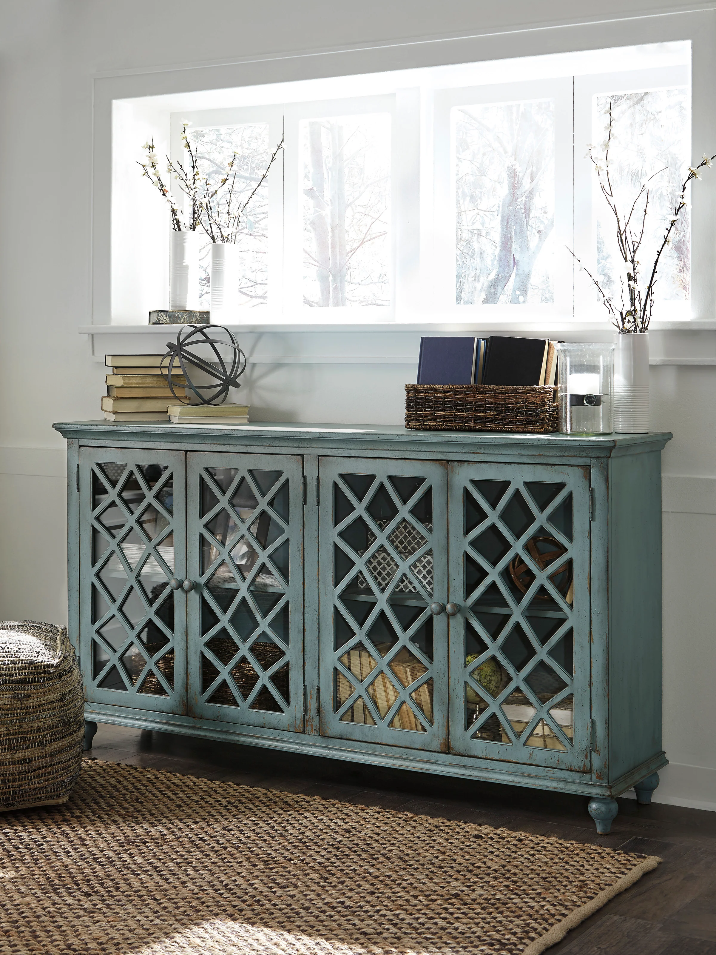 Ashley Mirimyn 4 Lattice Design Door Accent Cabinet - Image 2