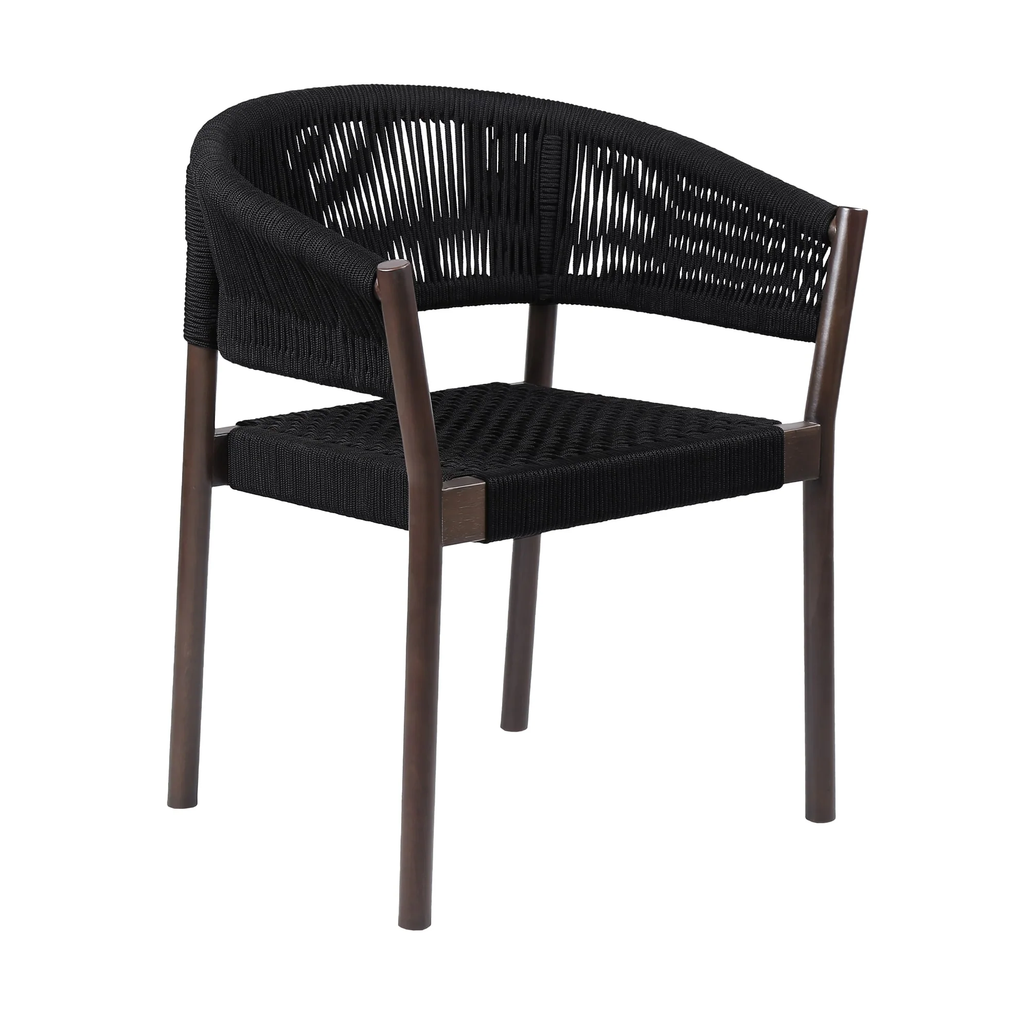 Doris Indoor Outdoor Dining Chair in Dark Eucalyptus Wood with Black Rope (Set of 2) - Image 3