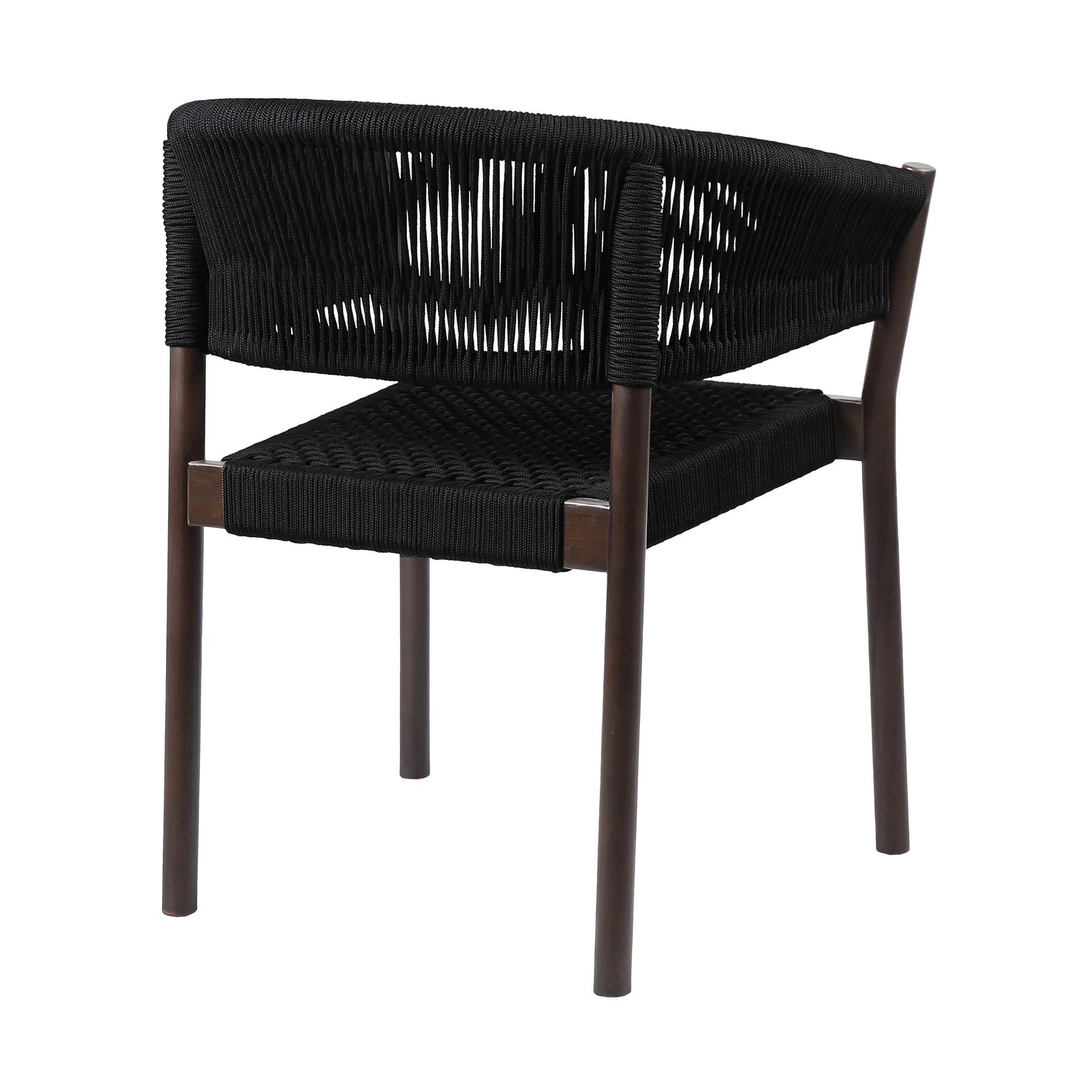 Doris Indoor Outdoor Dining Chair in Dark Eucalyptus Wood with Black Rope (Set of 2) - Image 4