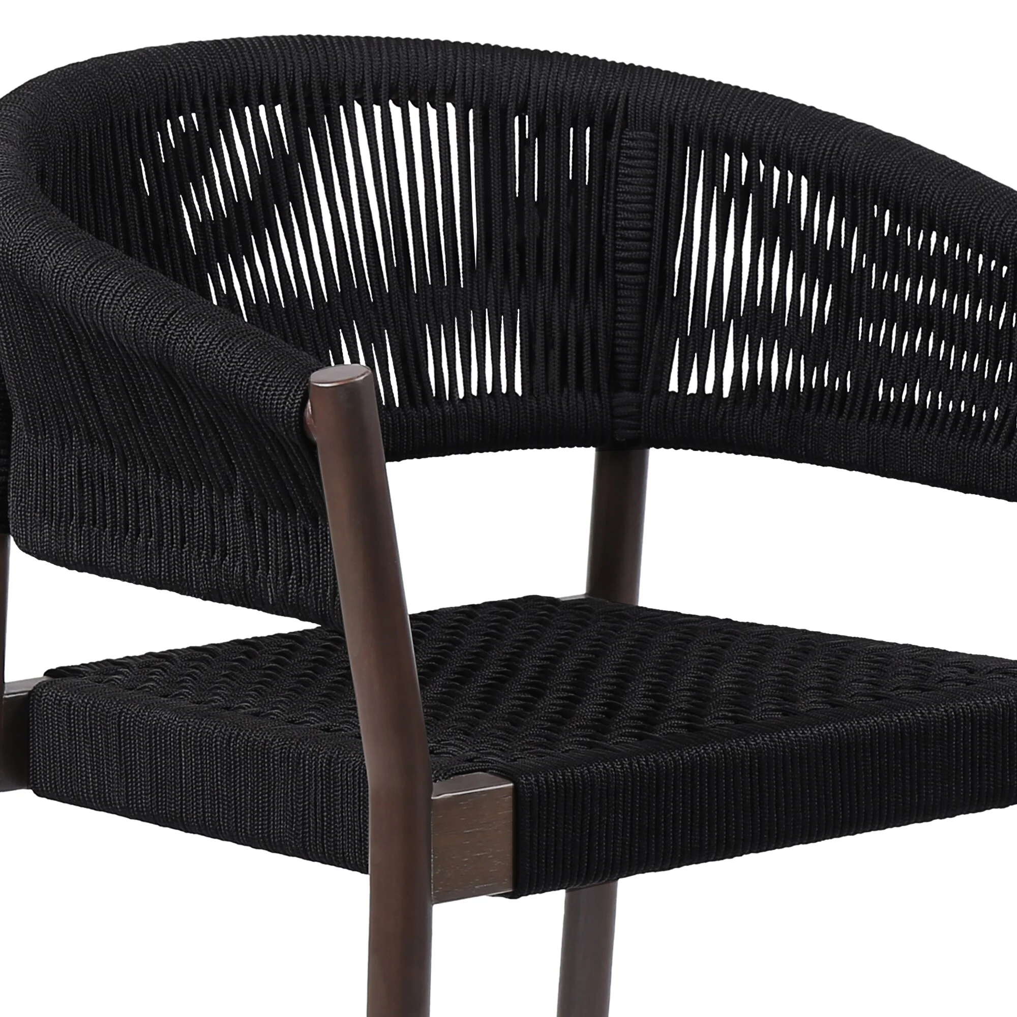 Doris Indoor Outdoor Dining Chair in Dark Eucalyptus Wood with Black Rope (Set of 2) - Image 5