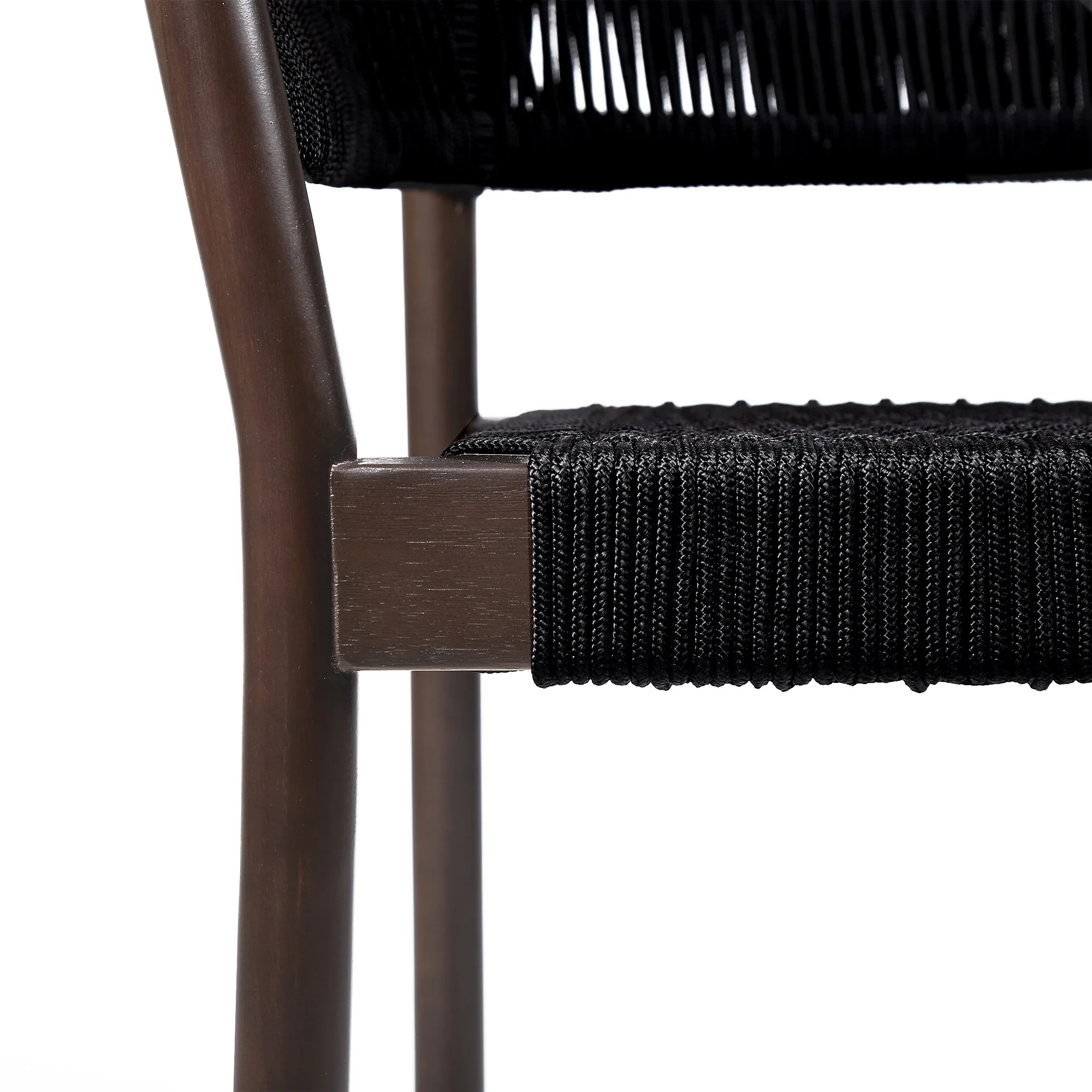 Doris Indoor Outdoor Dining Chair in Dark Eucalyptus Wood with Black Rope (Set of 2) - Image 7