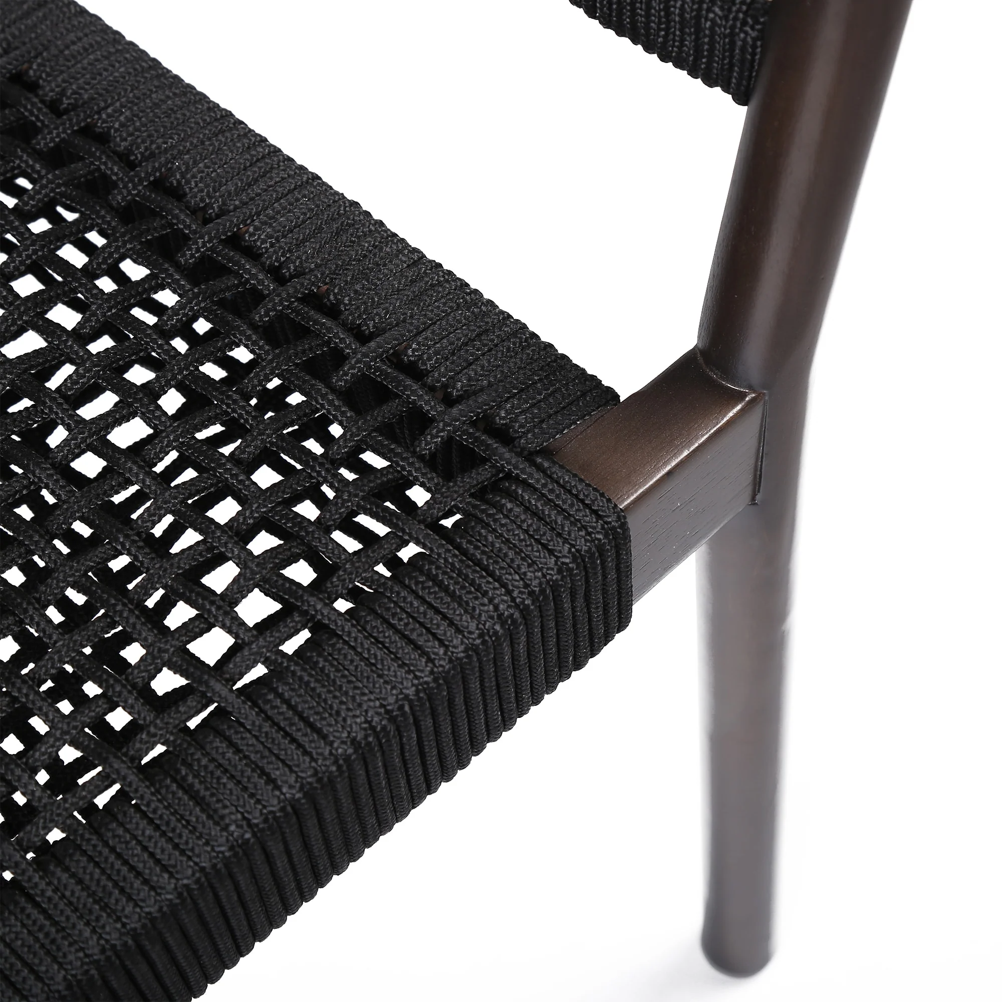 Doris Indoor Outdoor Dining Chair in Light Eucalyptus Wood with Charcoal Rope (Set of 2) - Image 6