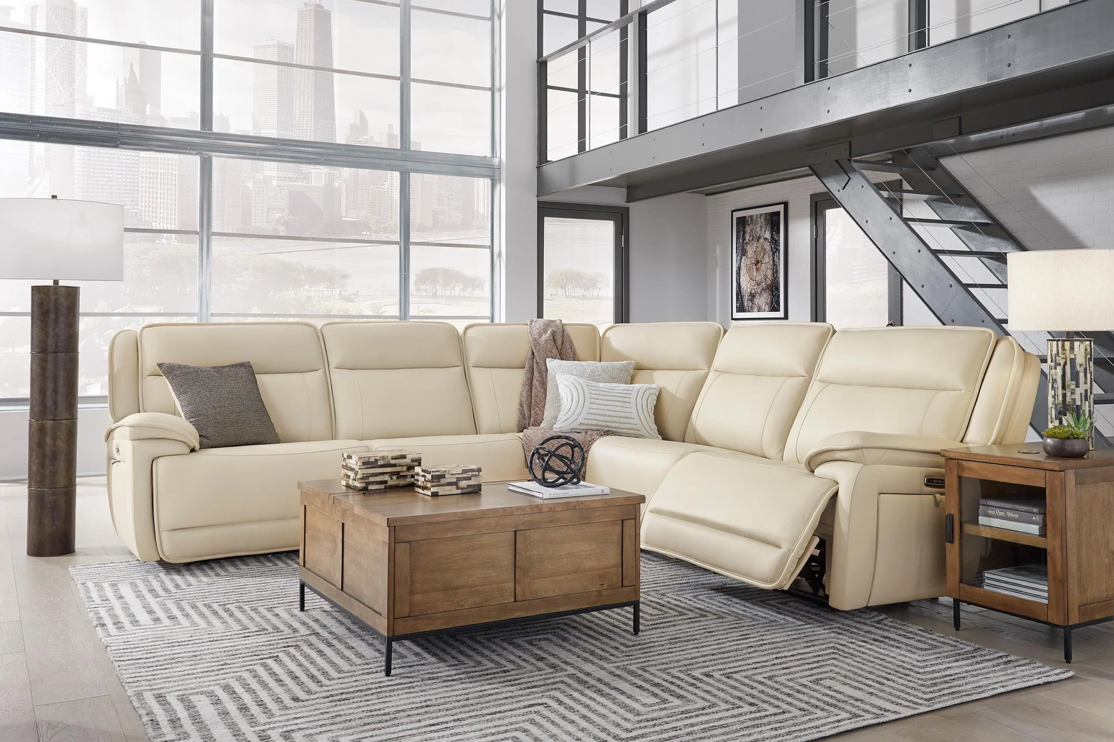 Double Deal 5-Piece Leather Power Reclining Sectional - Image 2