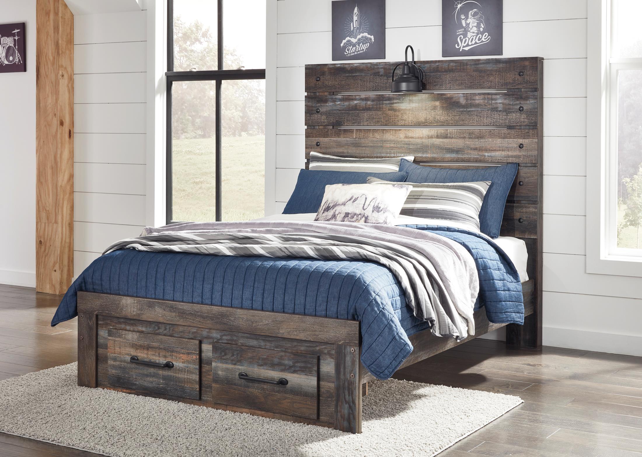Drystan Full Panel Bed with 2 Storage Drawers - Image 2