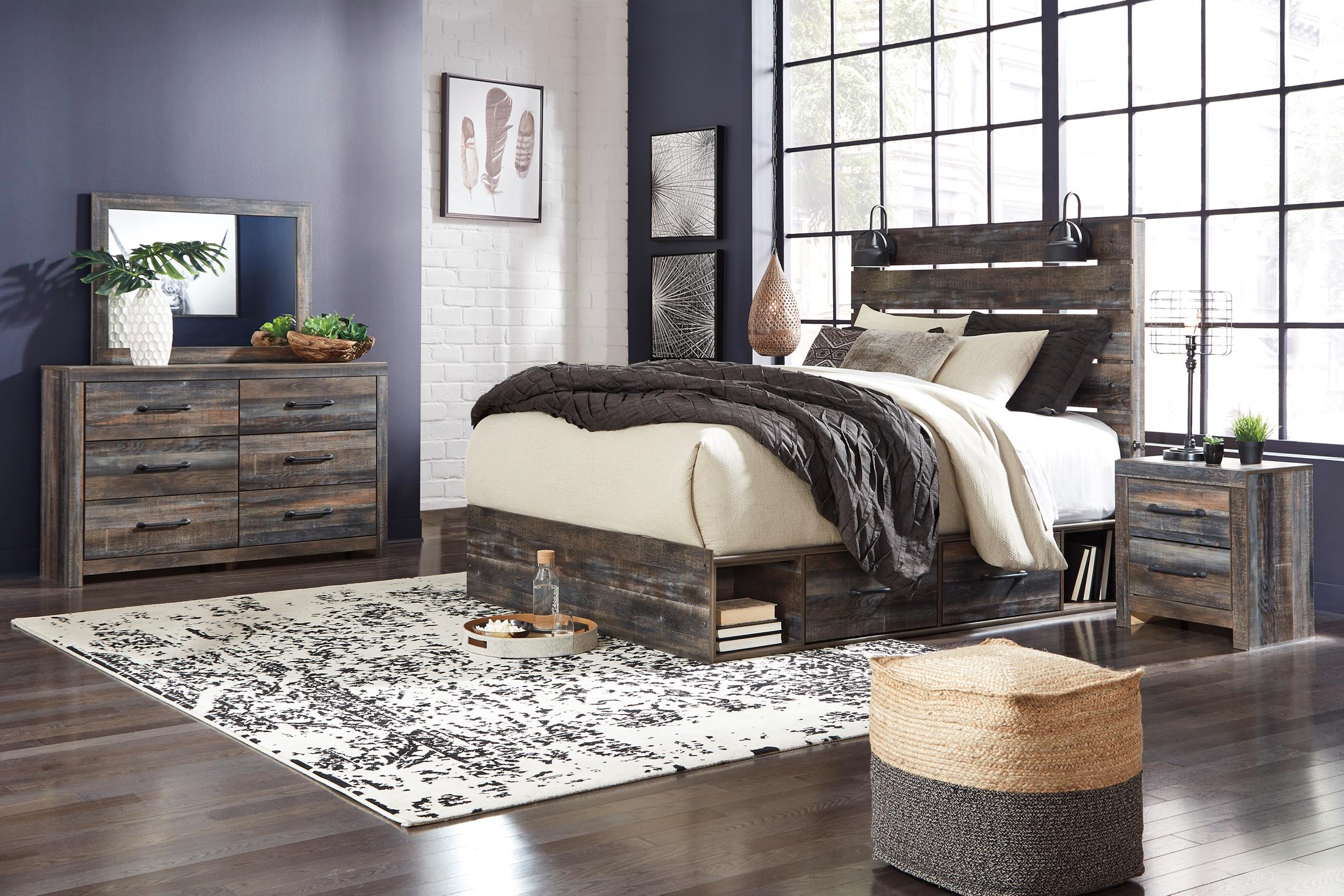 Drystan King Panel Bed with 2 Storage Drawers and 2 Cubbies - Image 2