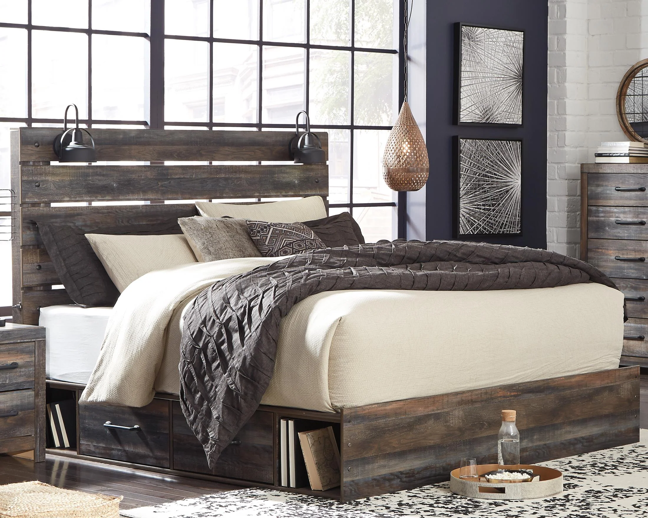 Drystan King Panel Bed with 4 Storage Drawers and 4 Cubbies - Image 5