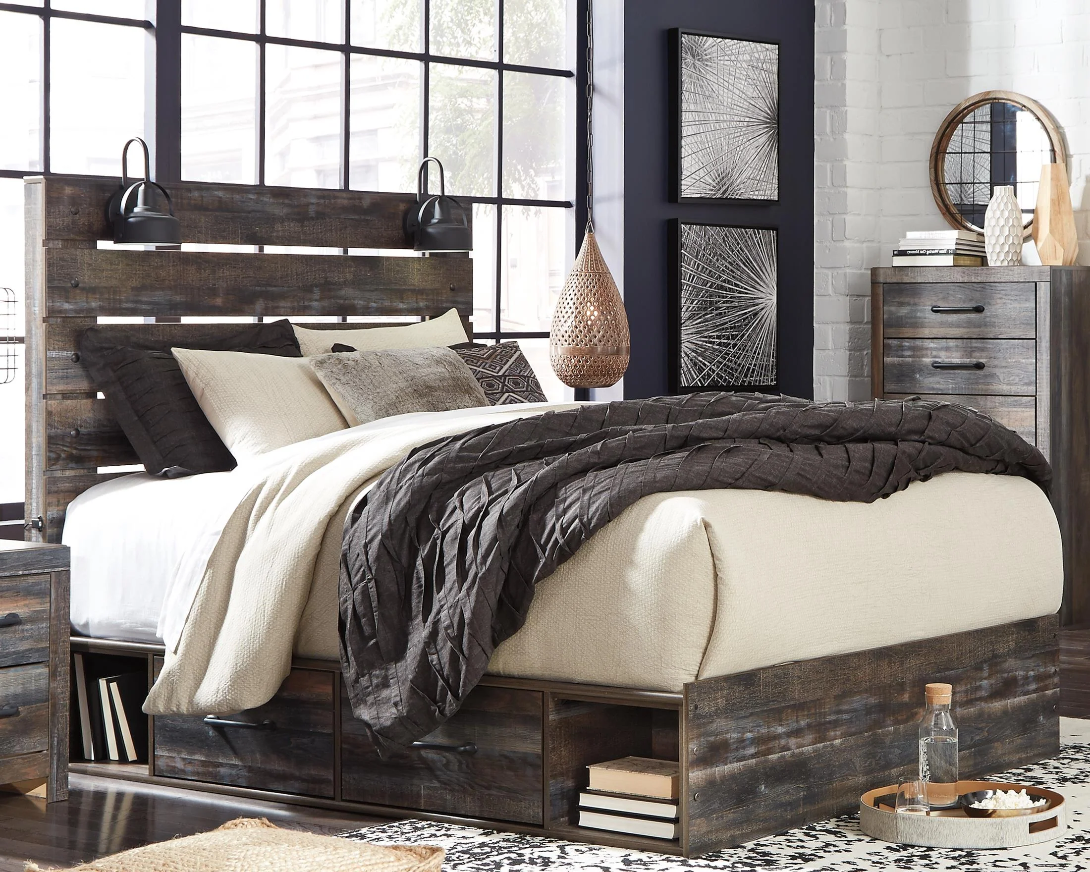 Drystan Queen Panel Bed with 4 Storage Drawers and 4 Cubbies - Image 2