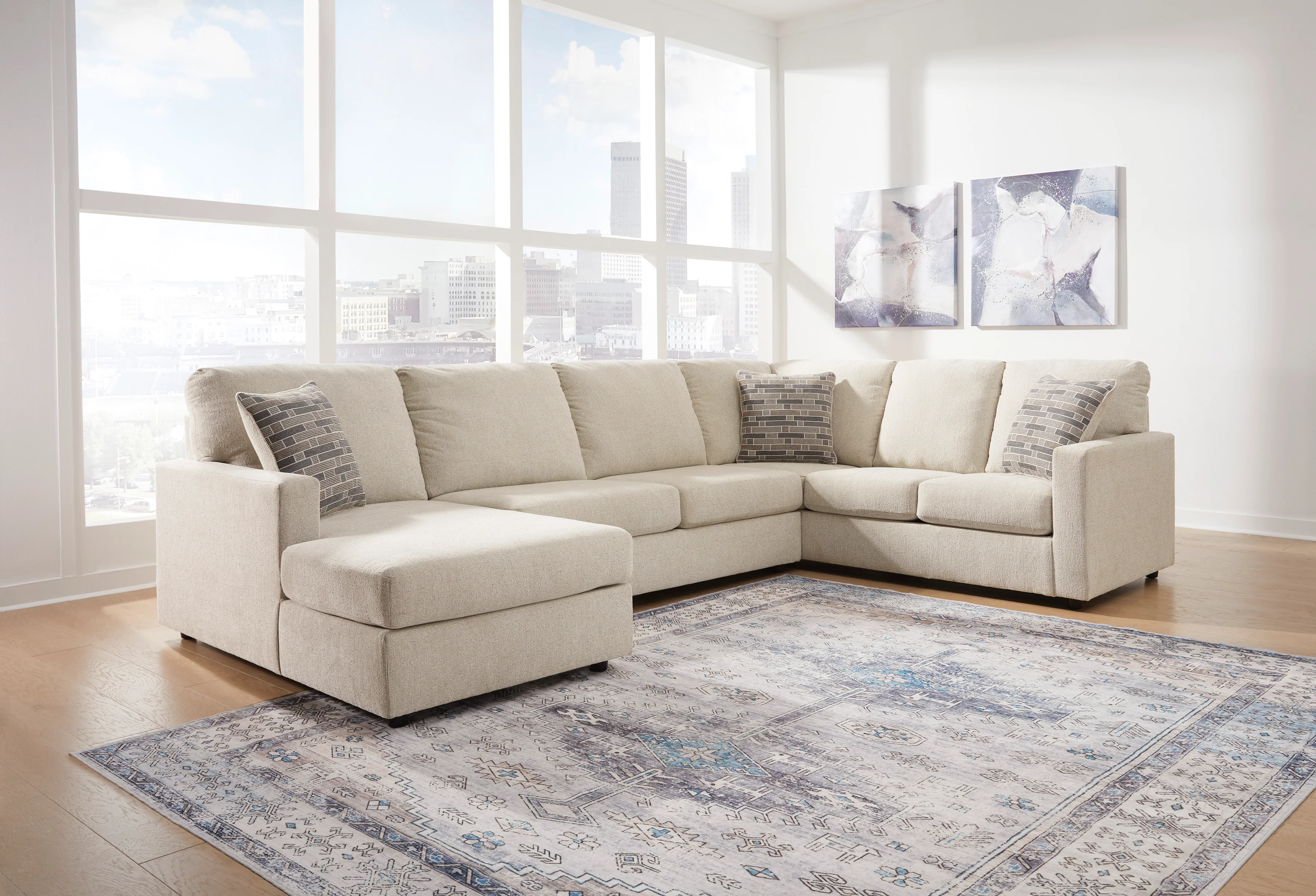 Edenfield 3-Piece Linen Sectional with Chaise - Image 2