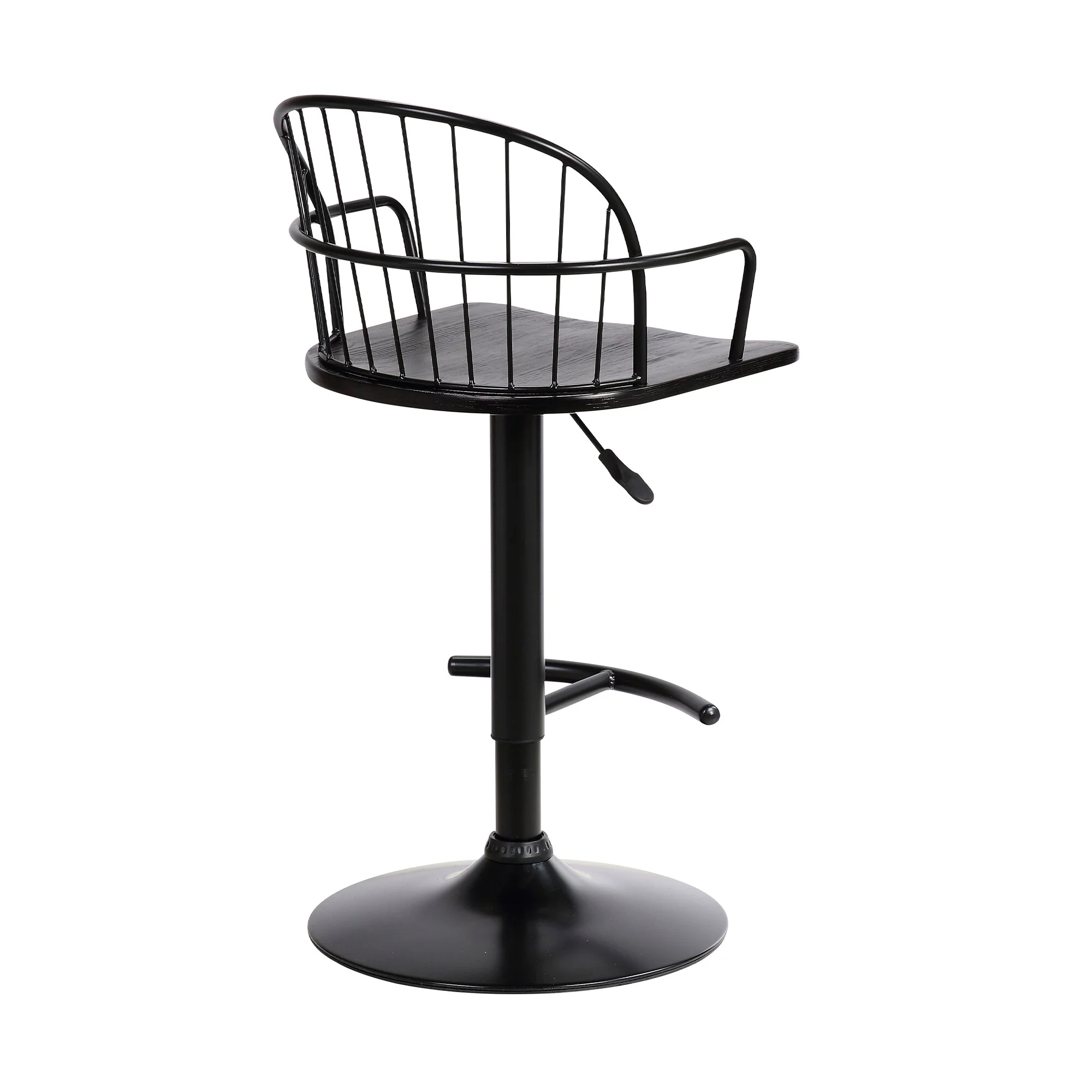 Edward Adjustable Black Wood and Metal Barstool - Image 4