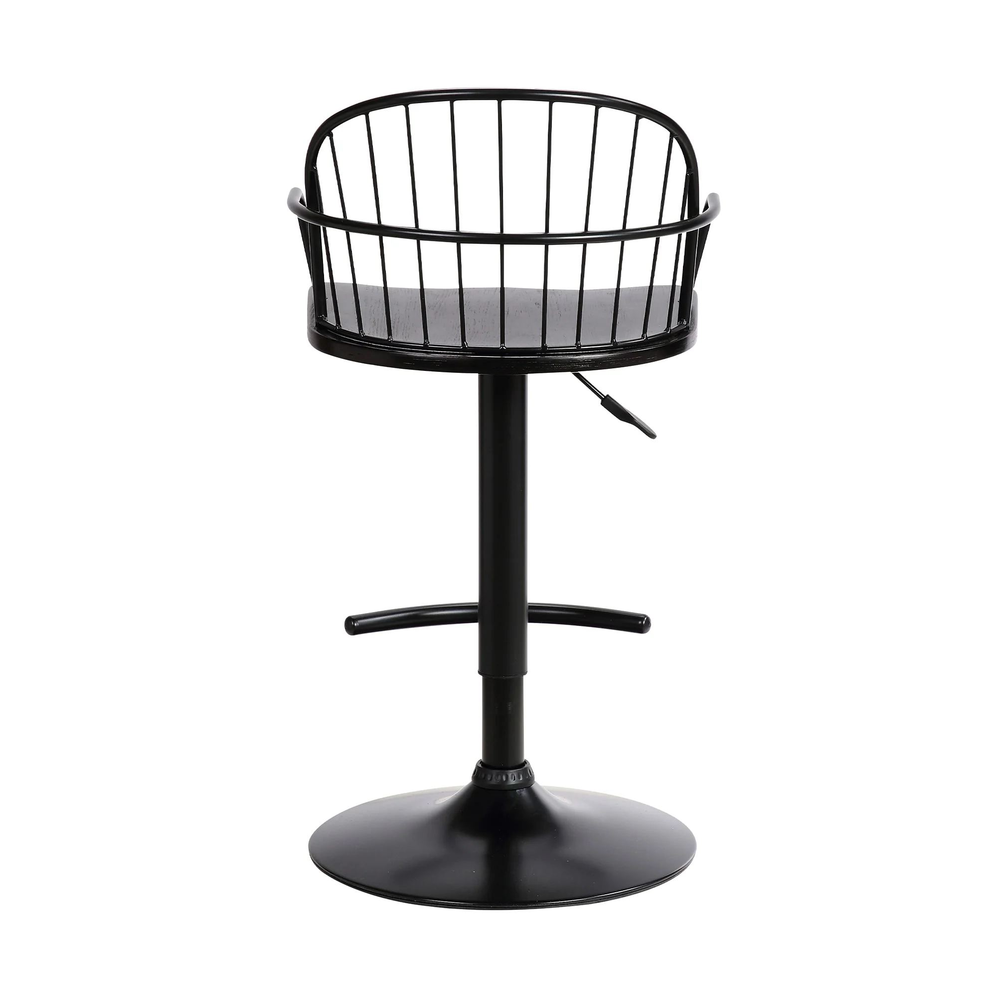 Edward Adjustable Black Wood and Metal Barstool - Image 5