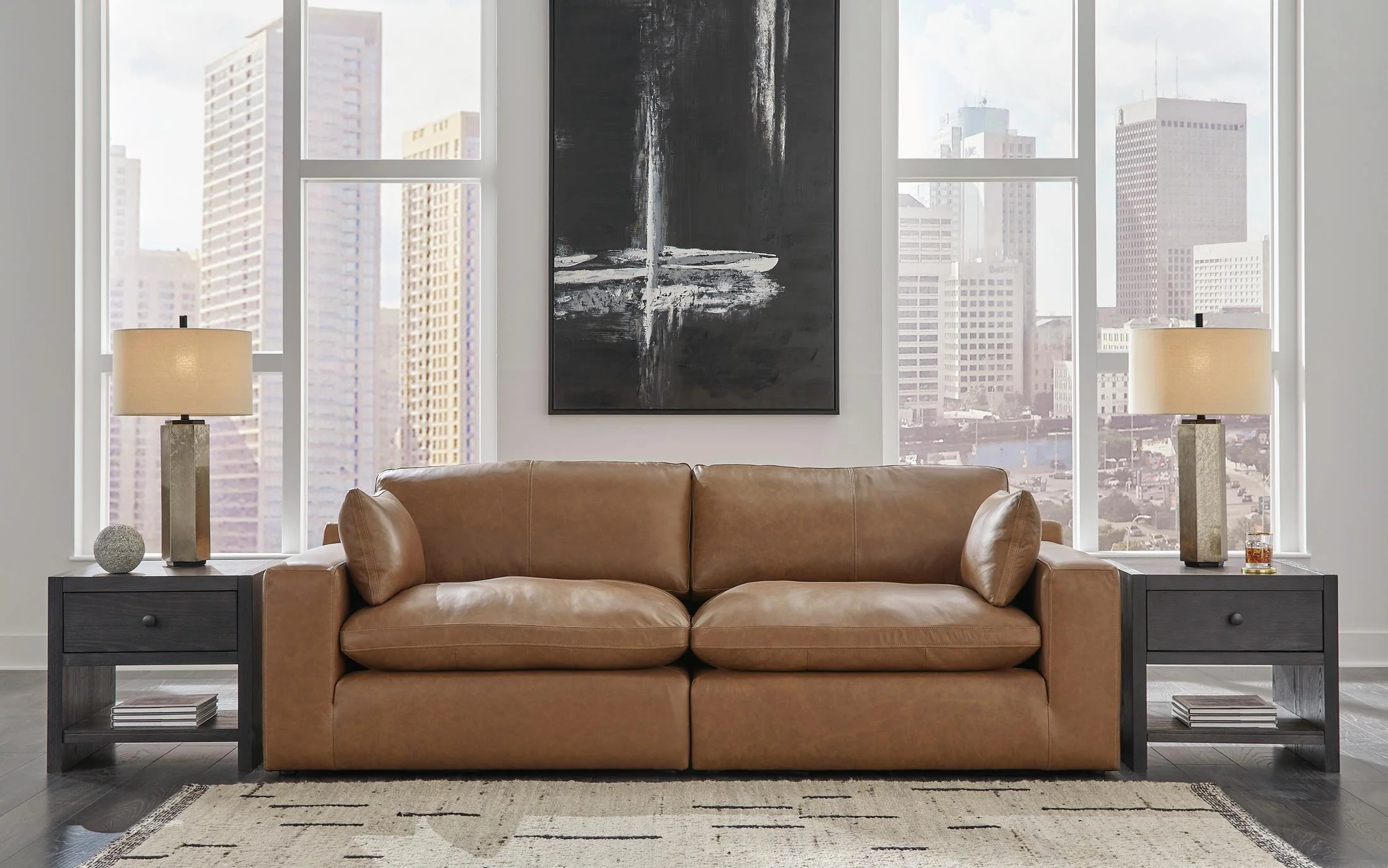 Ashley Emilia 2-Piece Leather Modular Loveseat