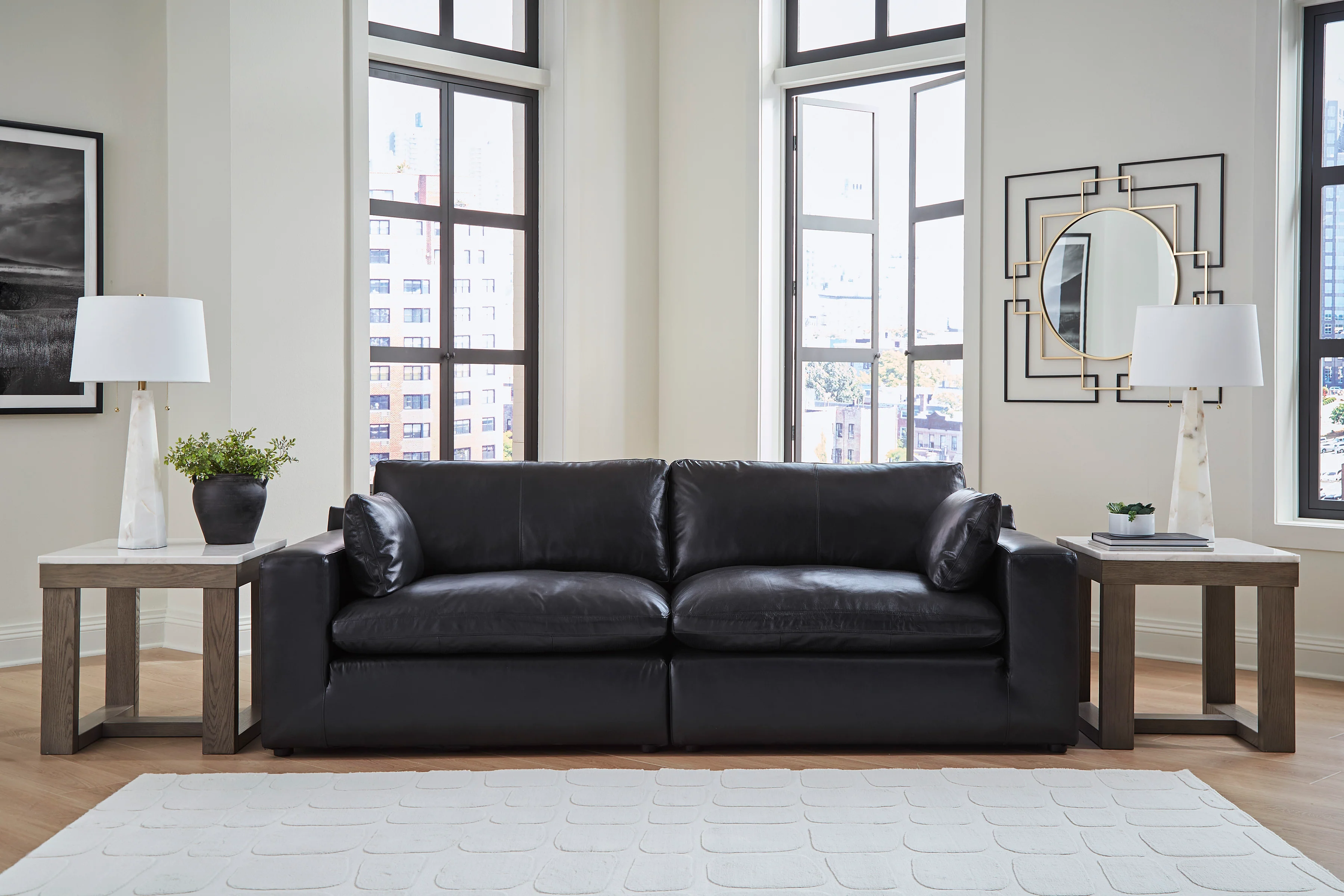 Ashley Emilia 2-Piece Leather Modular Loveseat - Image 3