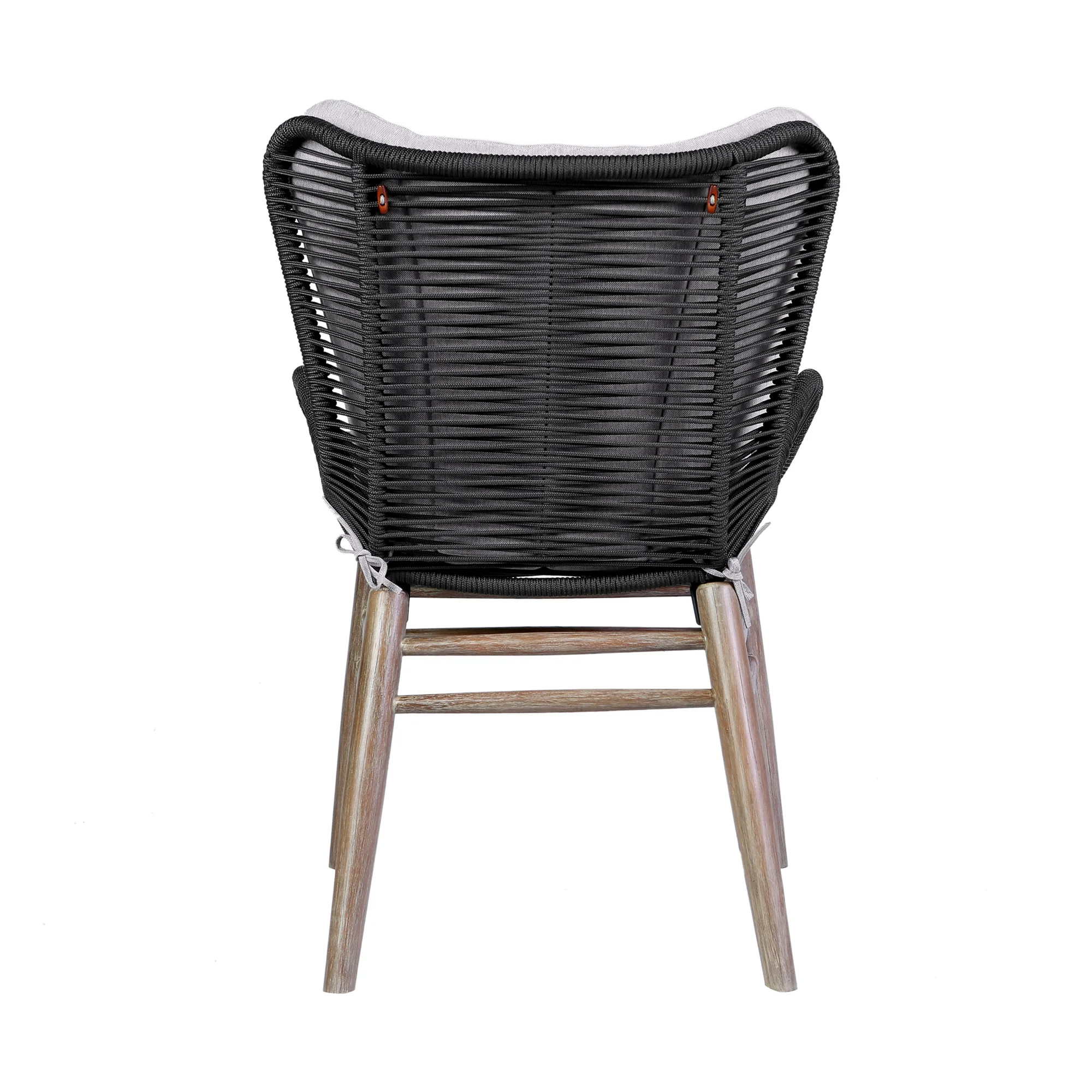 Fanny Outdoor Patio Dining Chair in Light Eucalyptus Wood and Charcoal Rope - Image 5