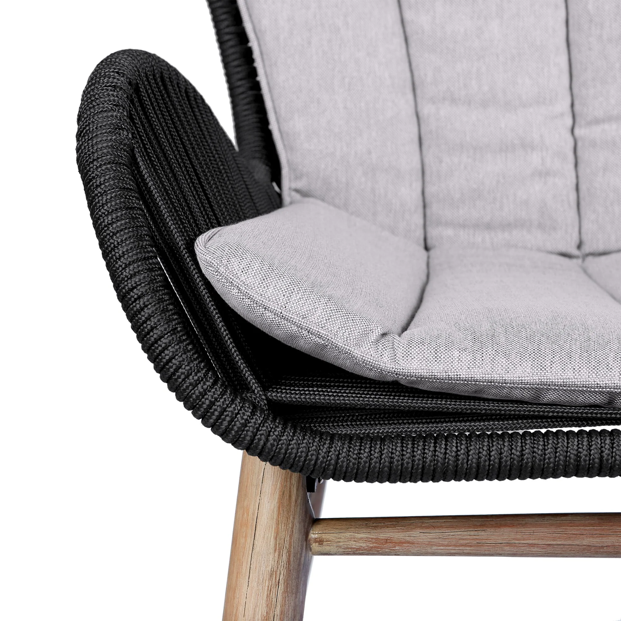 Fanny Outdoor Patio Dining Chair in Light Eucalyptus Wood and Charcoal Rope - Image 7