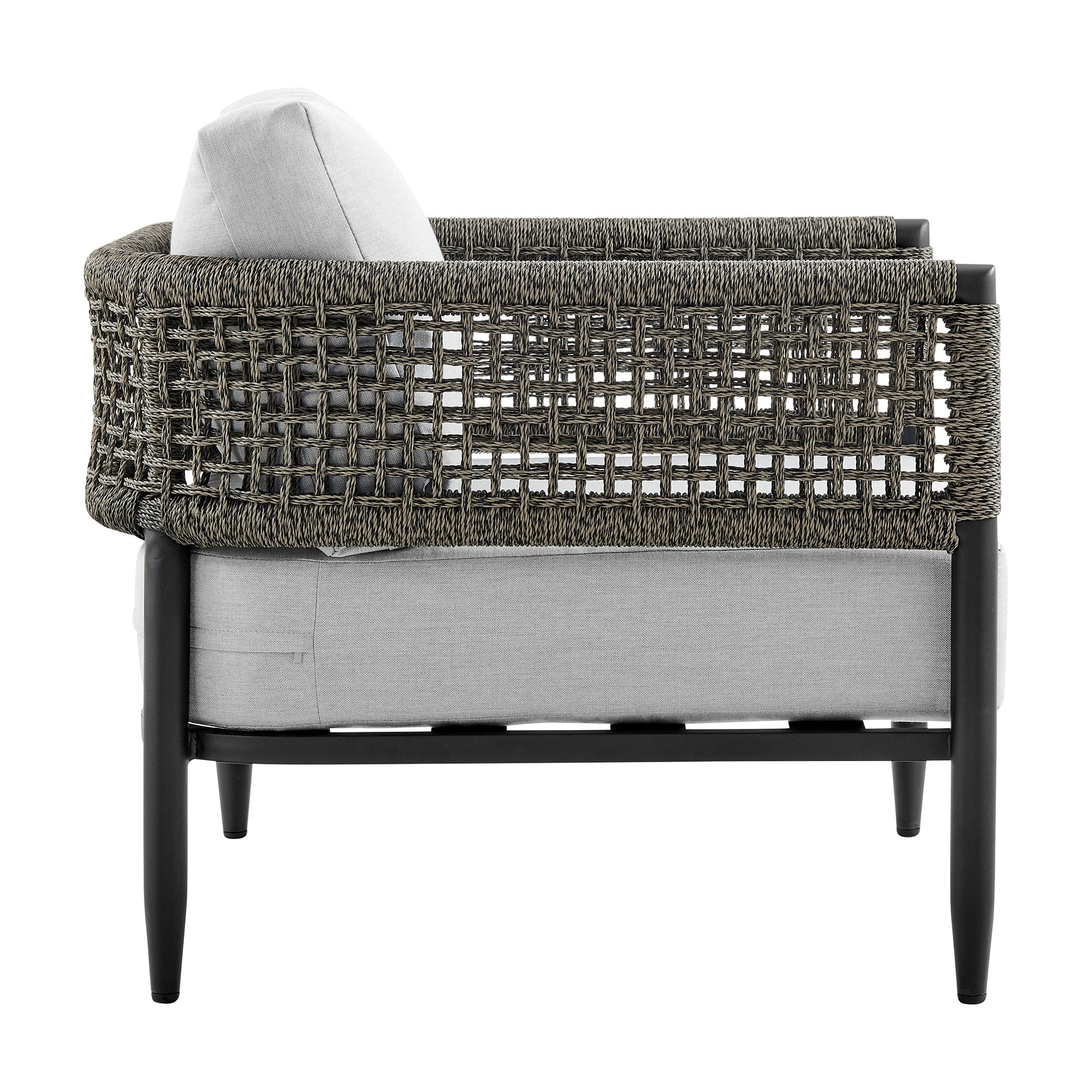 Felicia and Argiope 3 Piece Patio Outdoor Swivel Seating Set in Black Aluminum - Image 3