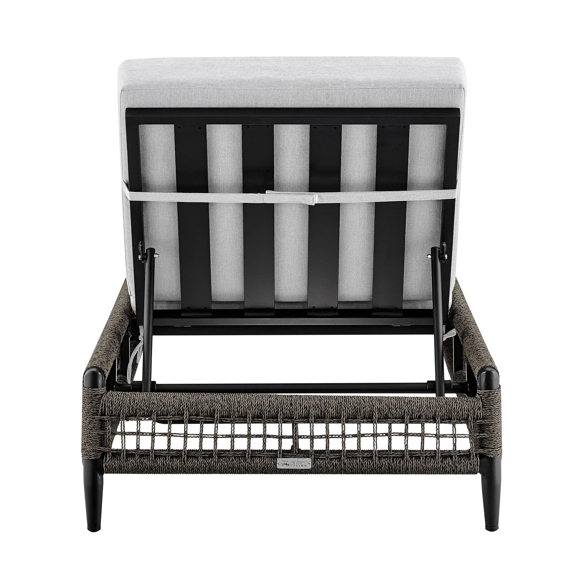 Felicia Outdoor Patio Adjustable Chaise Lounge Chair in Aluminum with Gray Rope and Cushions - Image 5