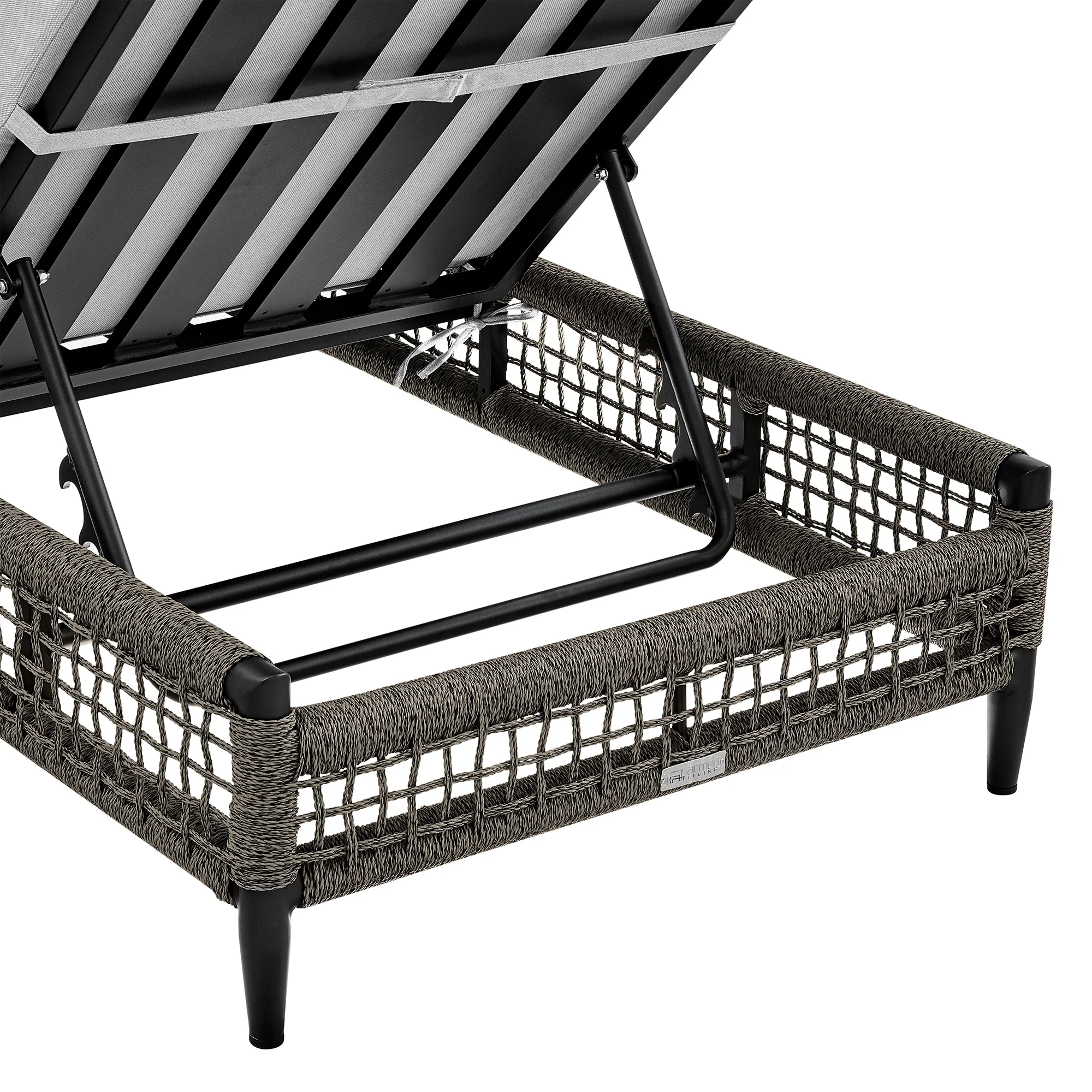Felicia Outdoor Patio Adjustable Chaise Lounge Chair in Aluminum with Gray Rope and Cushions - Image 7