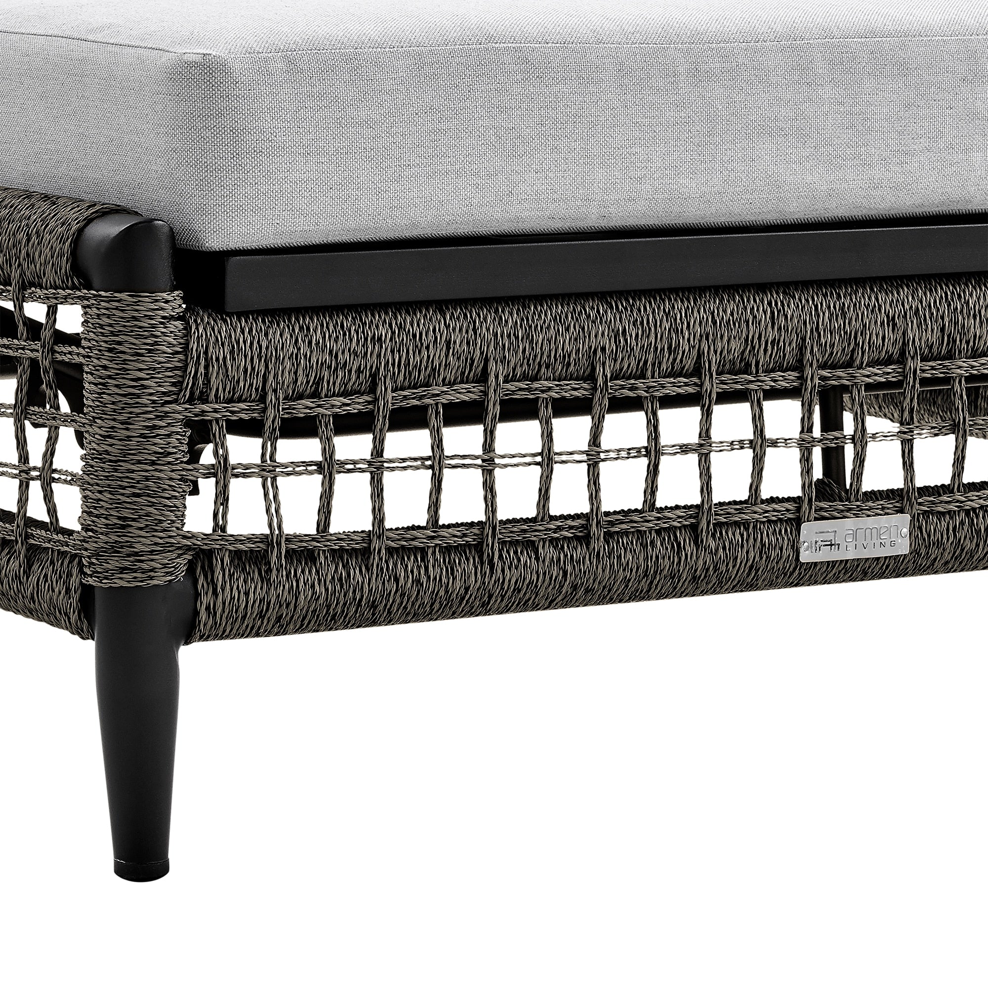 Felicia Outdoor Patio Adjustable Chaise Lounge Chair in Aluminum with Gray Rope and Cushions - Image 8